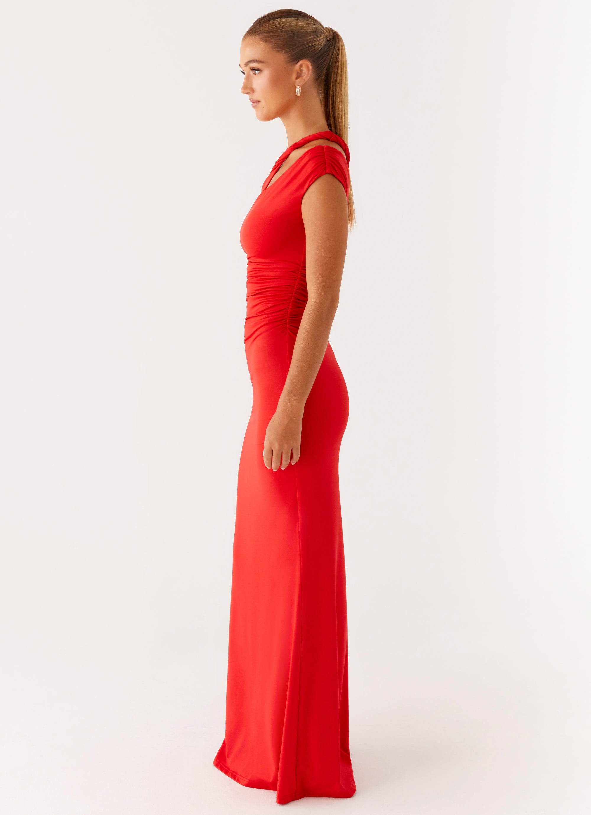 Bodycon Dress Tangerine Chiffon Dress Keyhole Neckline Open Back
