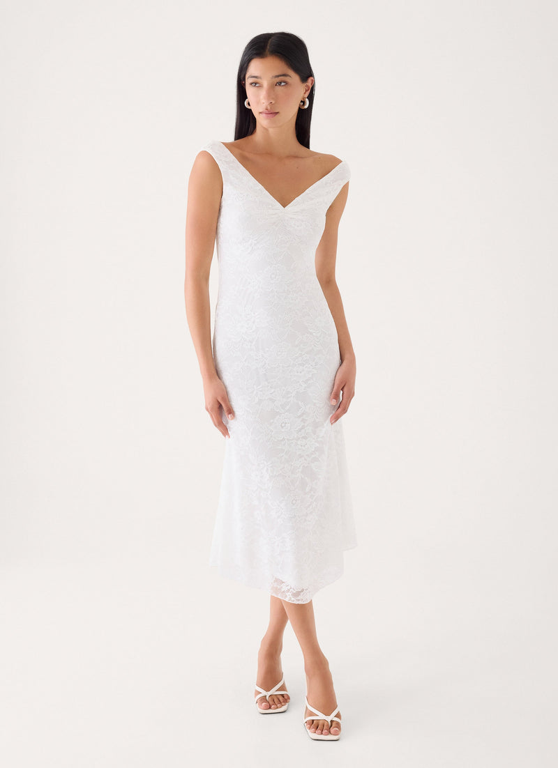 Love Street Lace Midi Dress - White