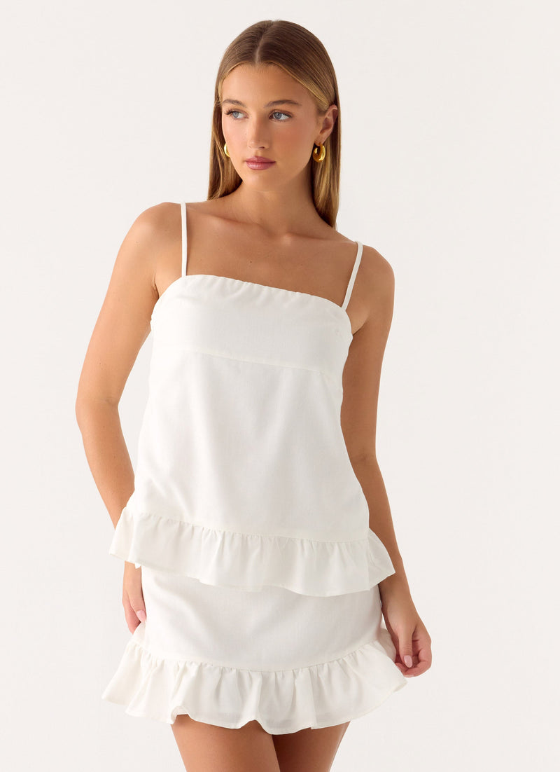 Lucie Mae Linen Mini Skirt - White