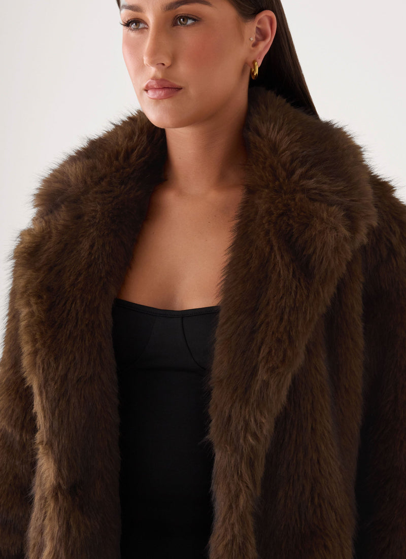 Lunaria Faux Fur Jacket - Brown