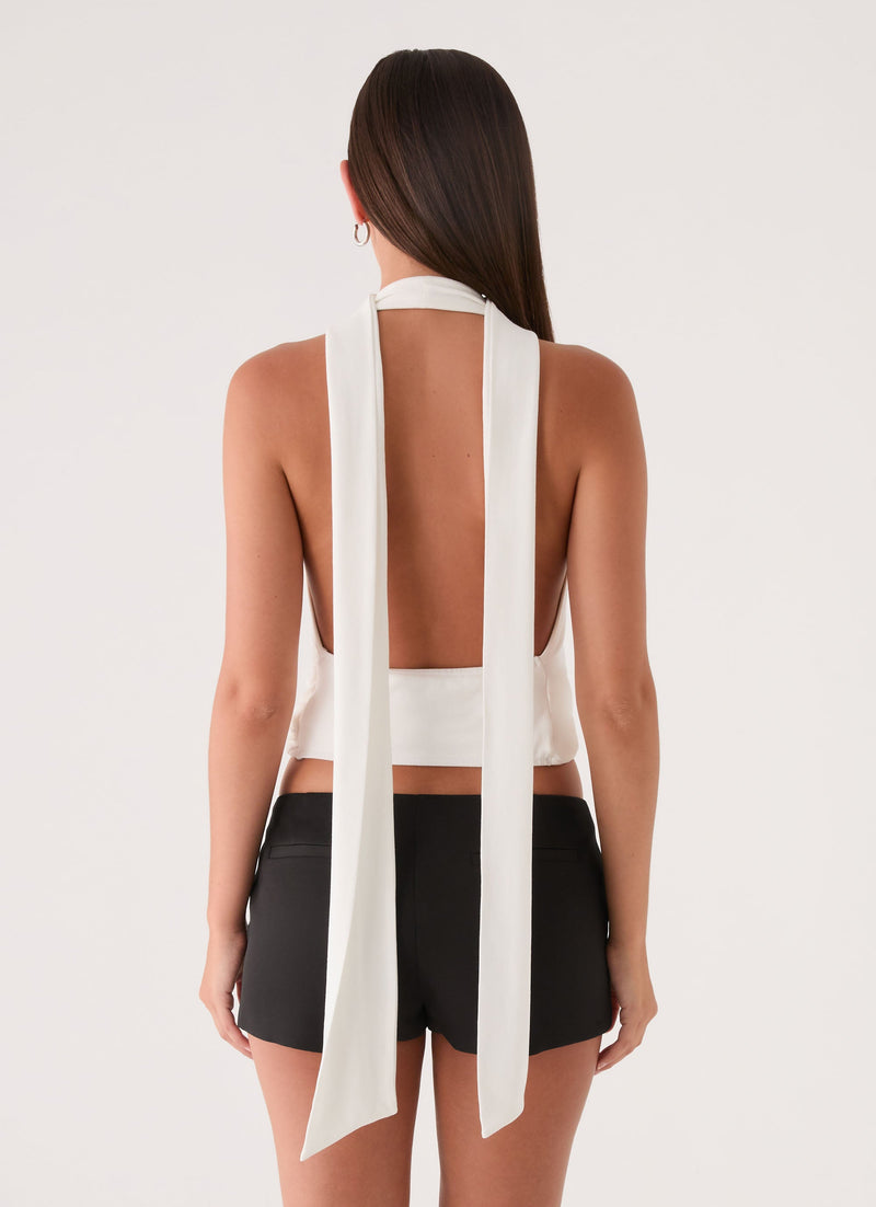 Lynna Scarf Top - White