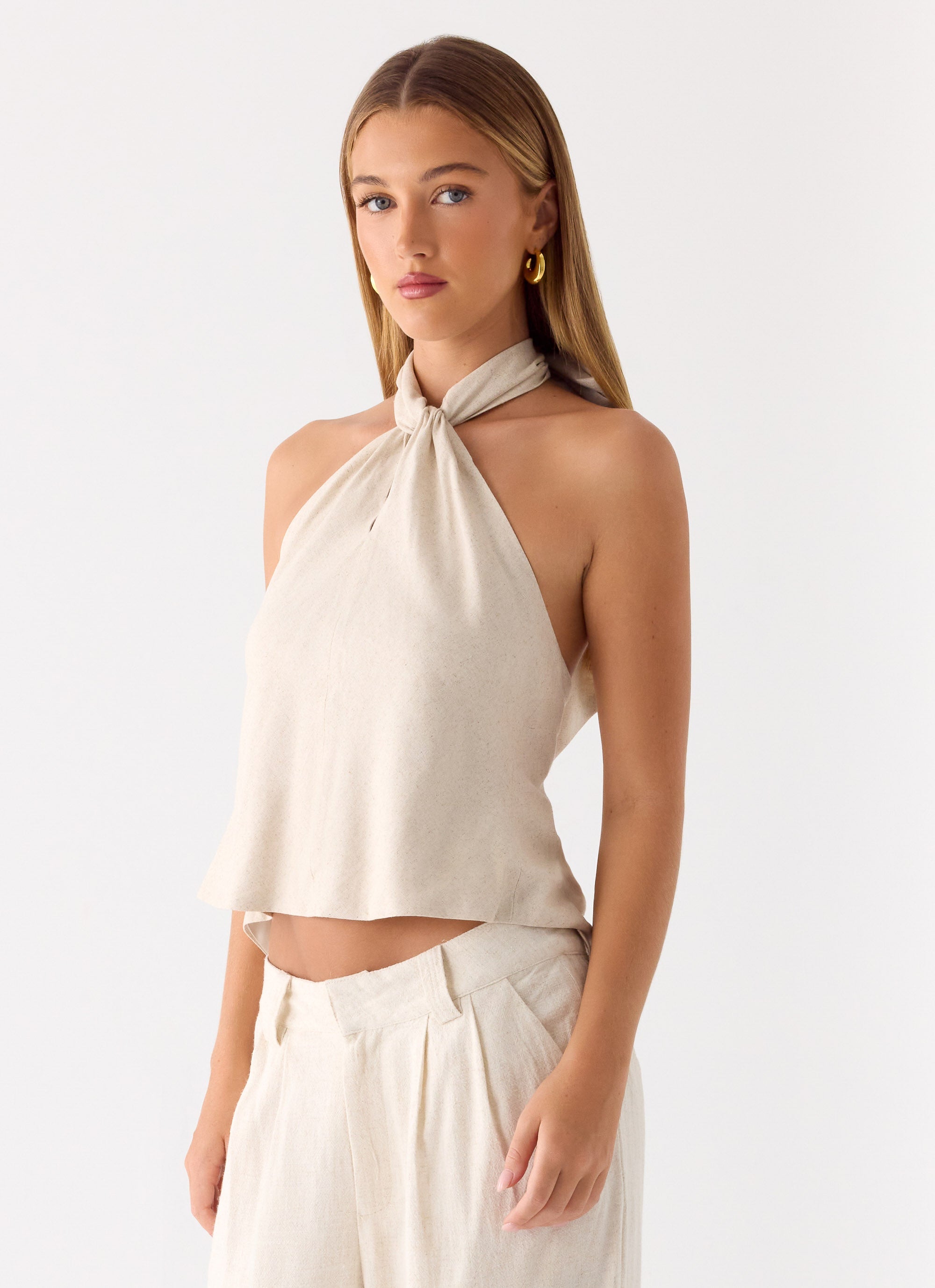 Maddox Linen Top - Oat – Peppermayo US