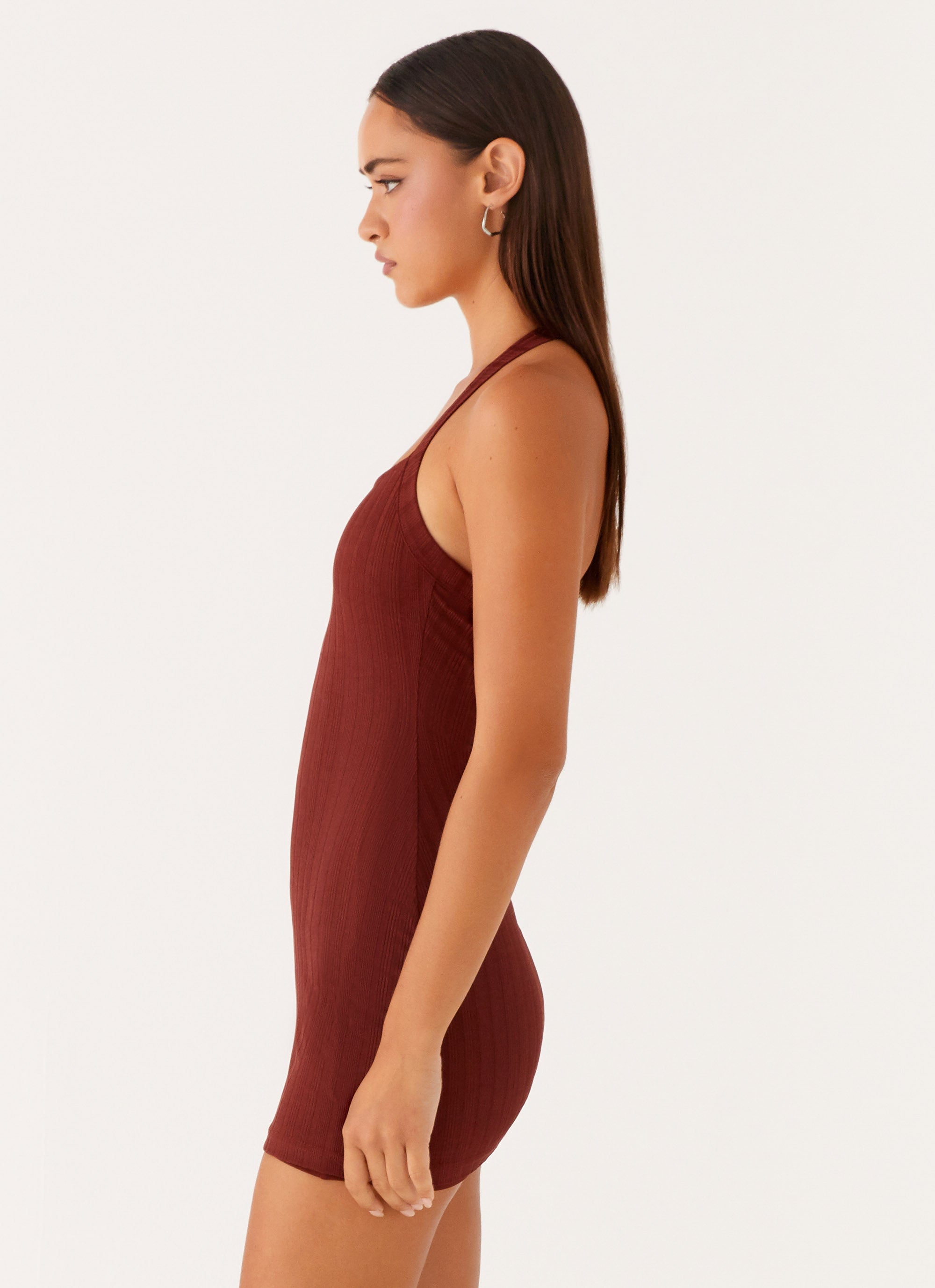 Magda Ribbed Mini Dress - Brown Brown / US 14 Magda Ribbed Mini Dress - Brown Brown / US 14