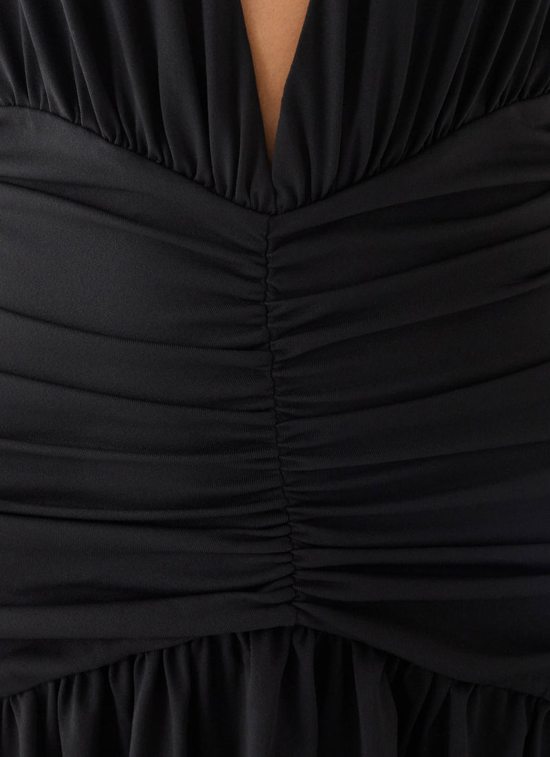 Makena Halter Maxi Dress - Black