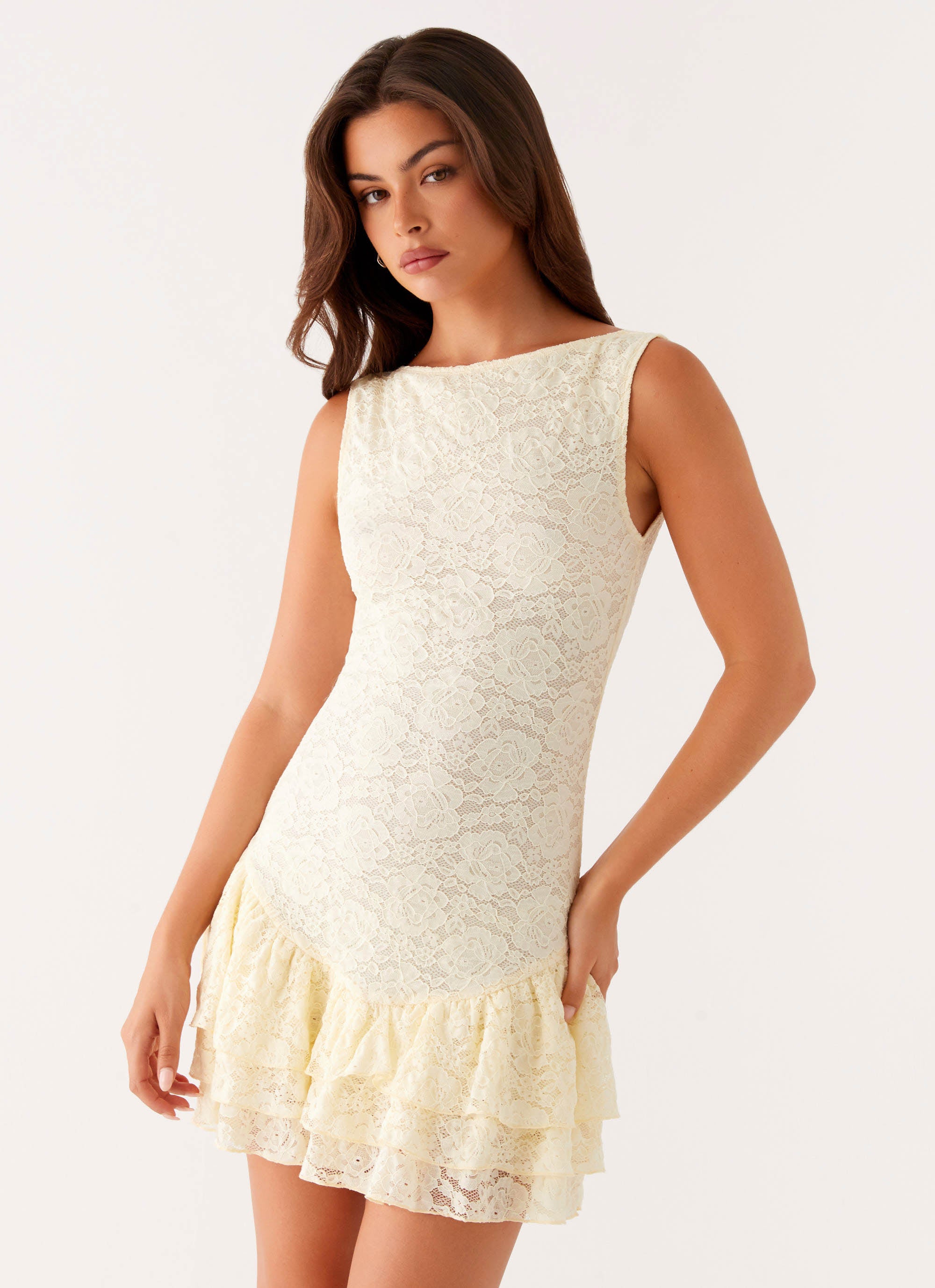 Manuka Ruffle Mini Dress - Yellow Yellow / US 14 Manuka Ruffle Mini Dress - Yellow Yellow / US 14