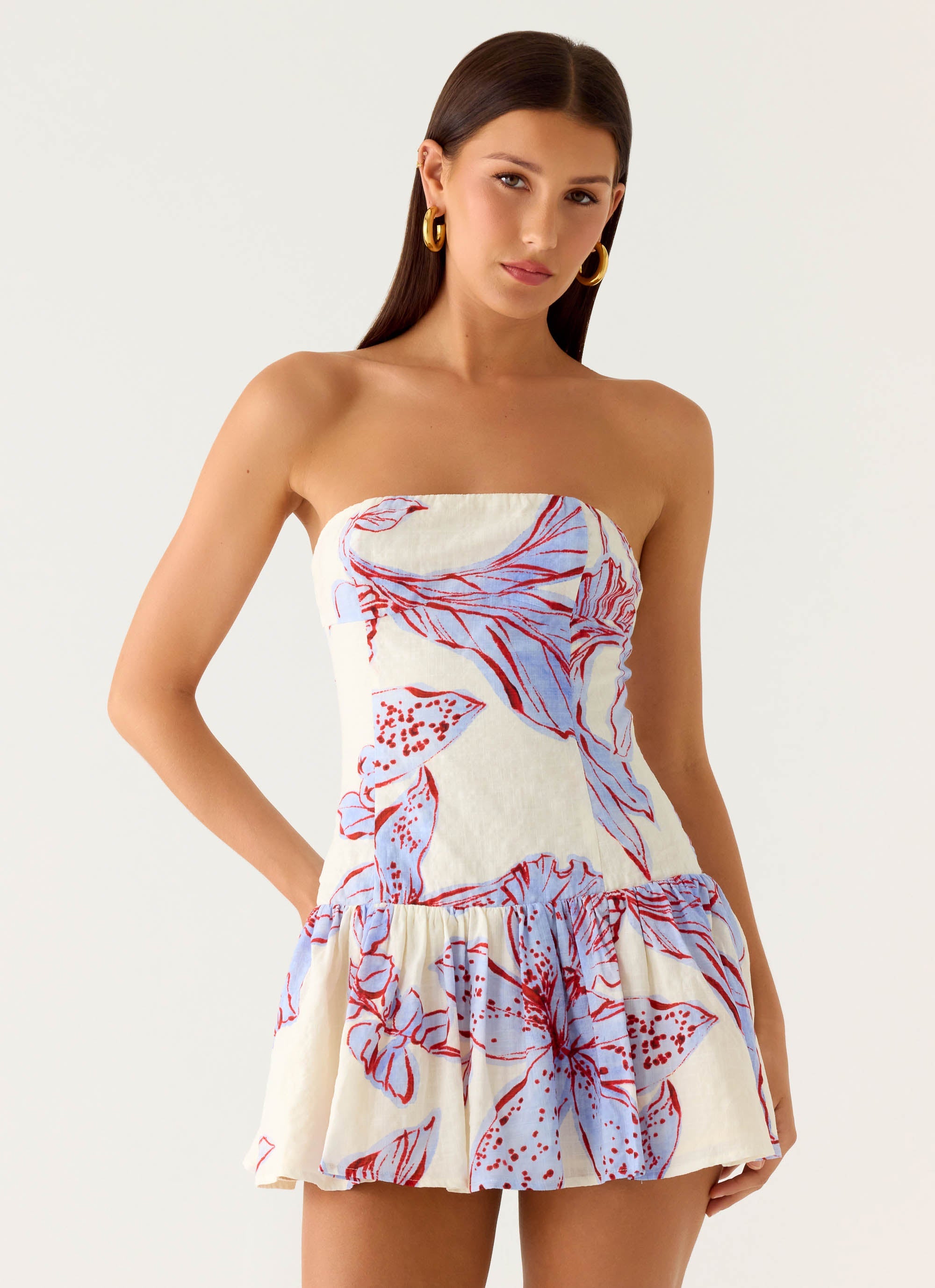 Mario Mini Dress - Purple Floral Purple Floral / US 14 Mario Mini Dress - Purple Floral Purple Floral / US 14
