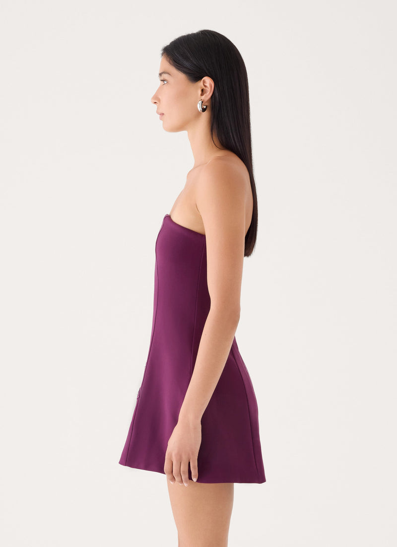 Marta Strapless Mini Dress - Eggplant