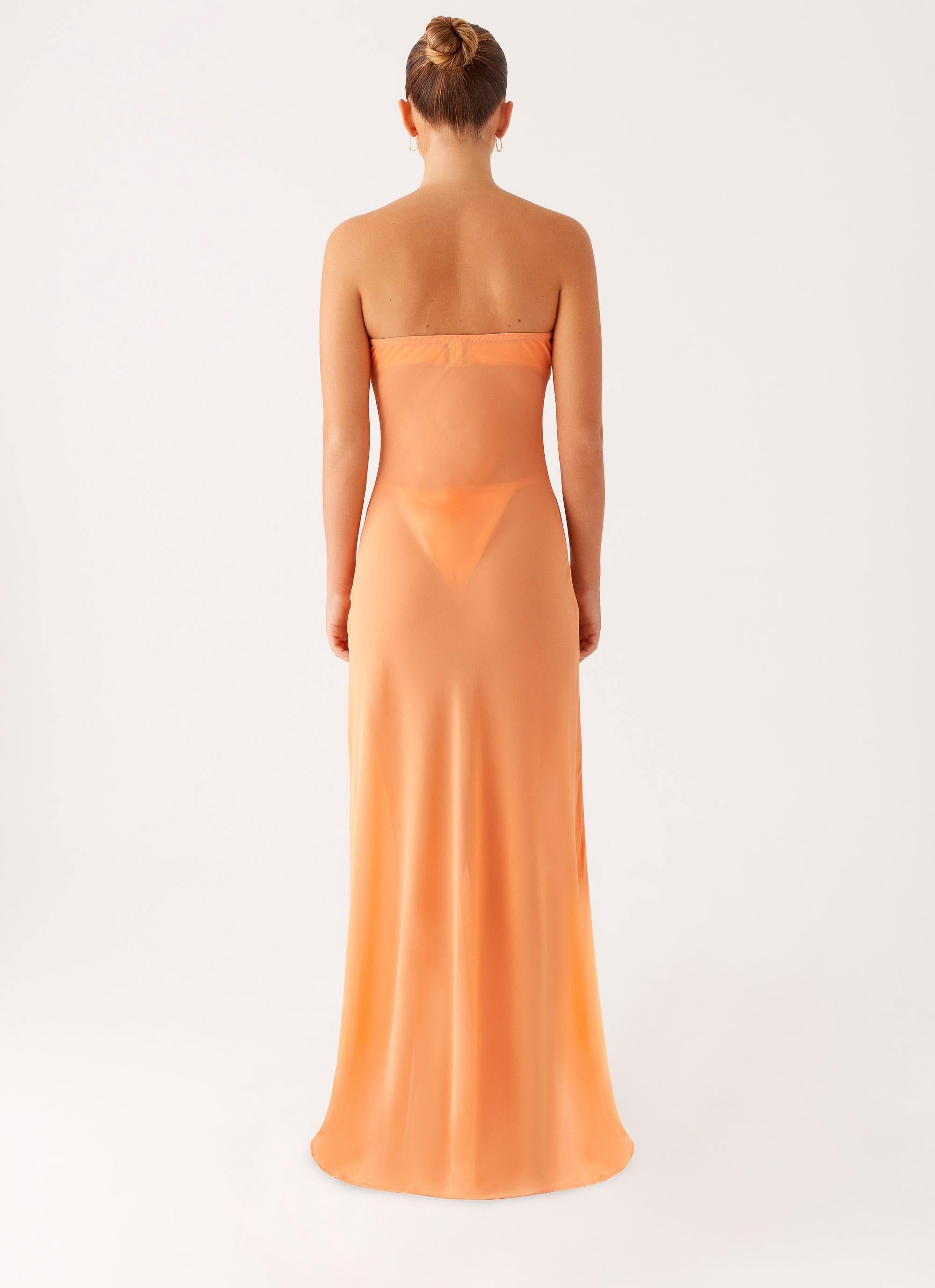 orange satin strapless dress Rust Orange Strapless Satin Maxi Dress | Womens | Large | 100% Polyester | Lulus | Homecoming