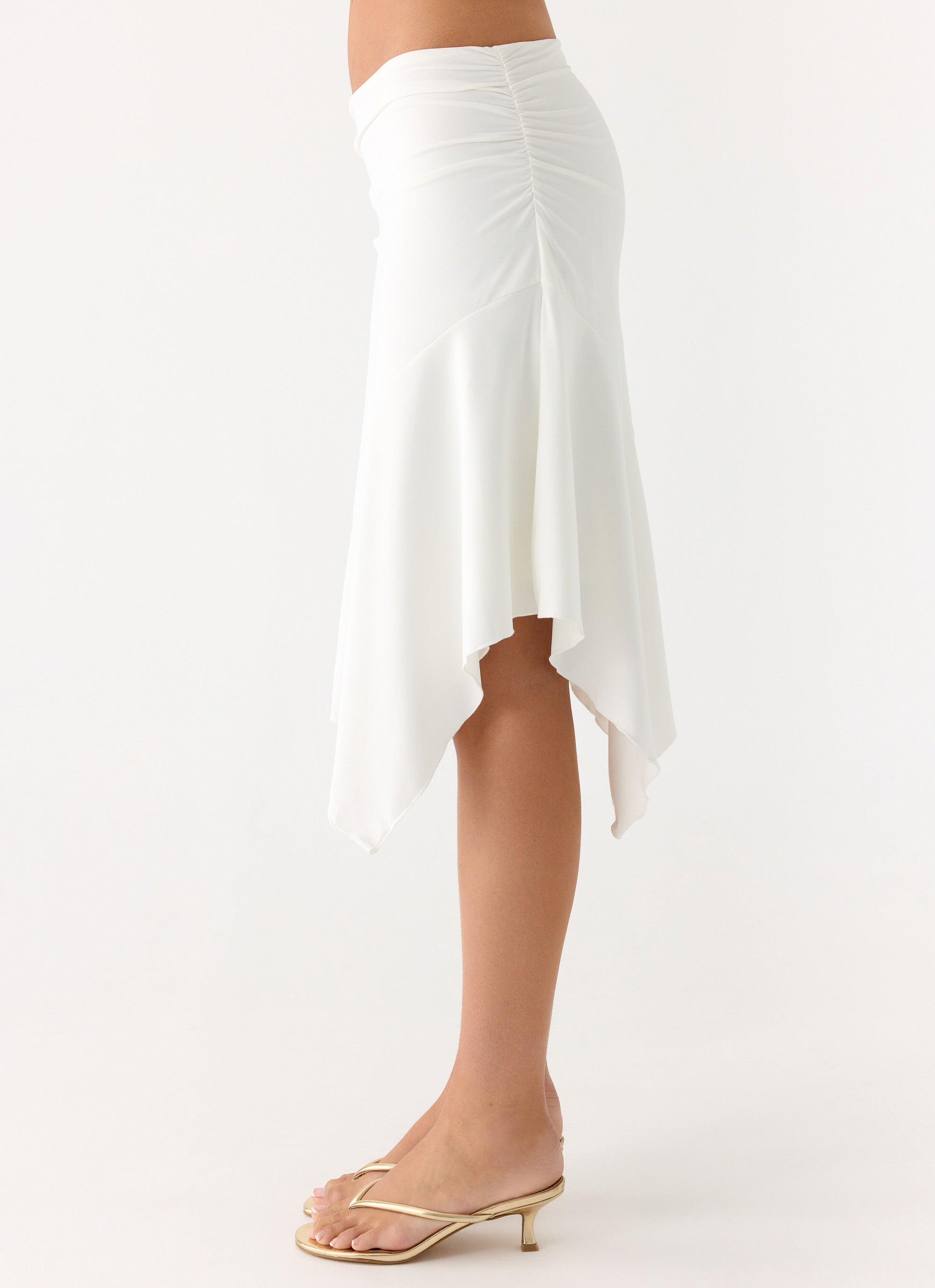 Maxina Asymmetrical Midi Skirt - White White / US 14 Maxina Asymmetrical Midi Skirt - White White / US 14