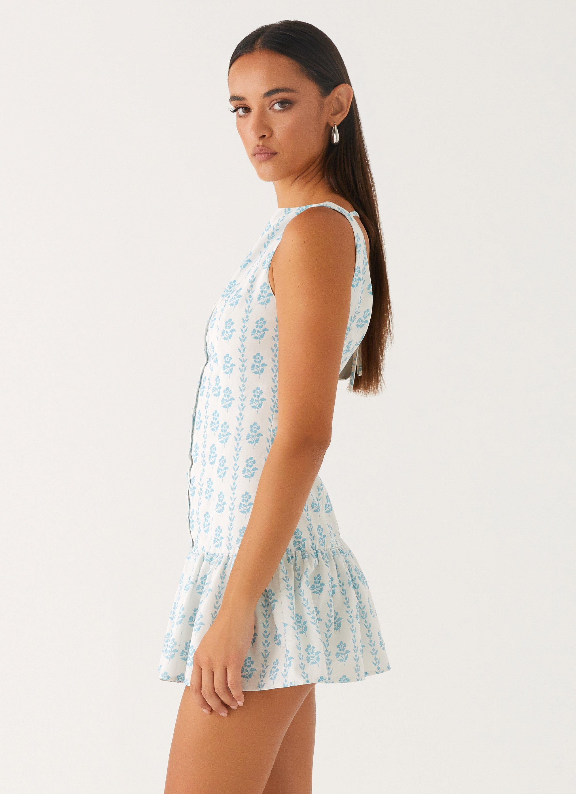 Meggie Linen Mini Dress - Sweet Daydream Print Sweet Daydream Print / US 16 Meggie Linen Mini Dress - Sweet Daydream Print Sweet Daydream Print / US 16