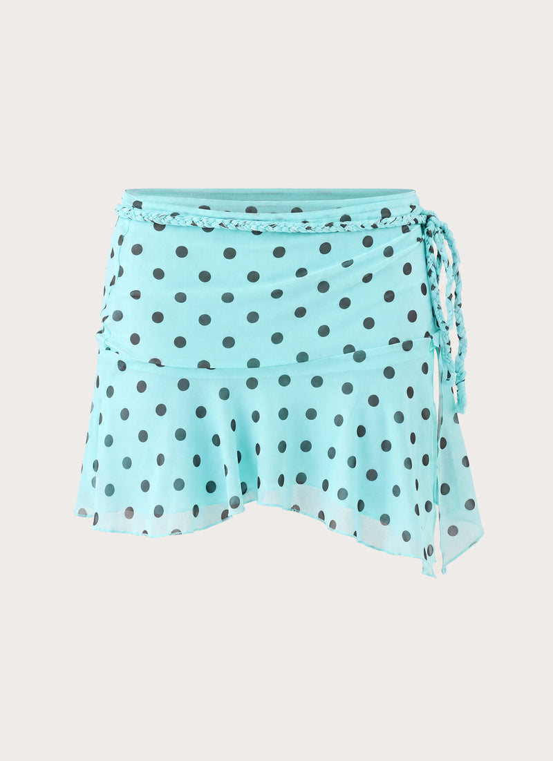 Melisandre Mini Skirt - Aqua Polka Dot