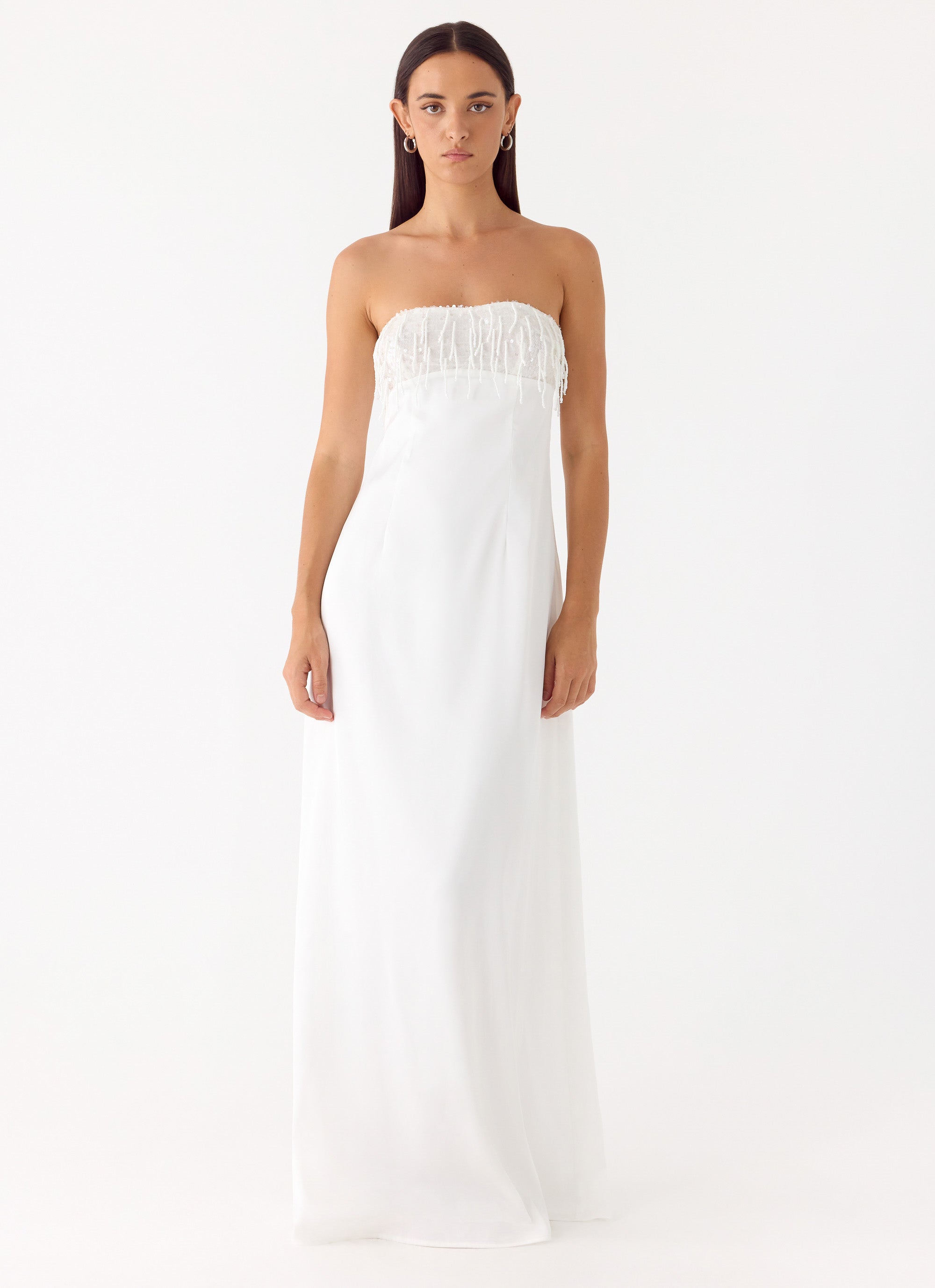 Miftie Beaded Sequin Maxi Dress - White White / US 10 Miftie Beaded Sequin Maxi Dress - White White / US 10