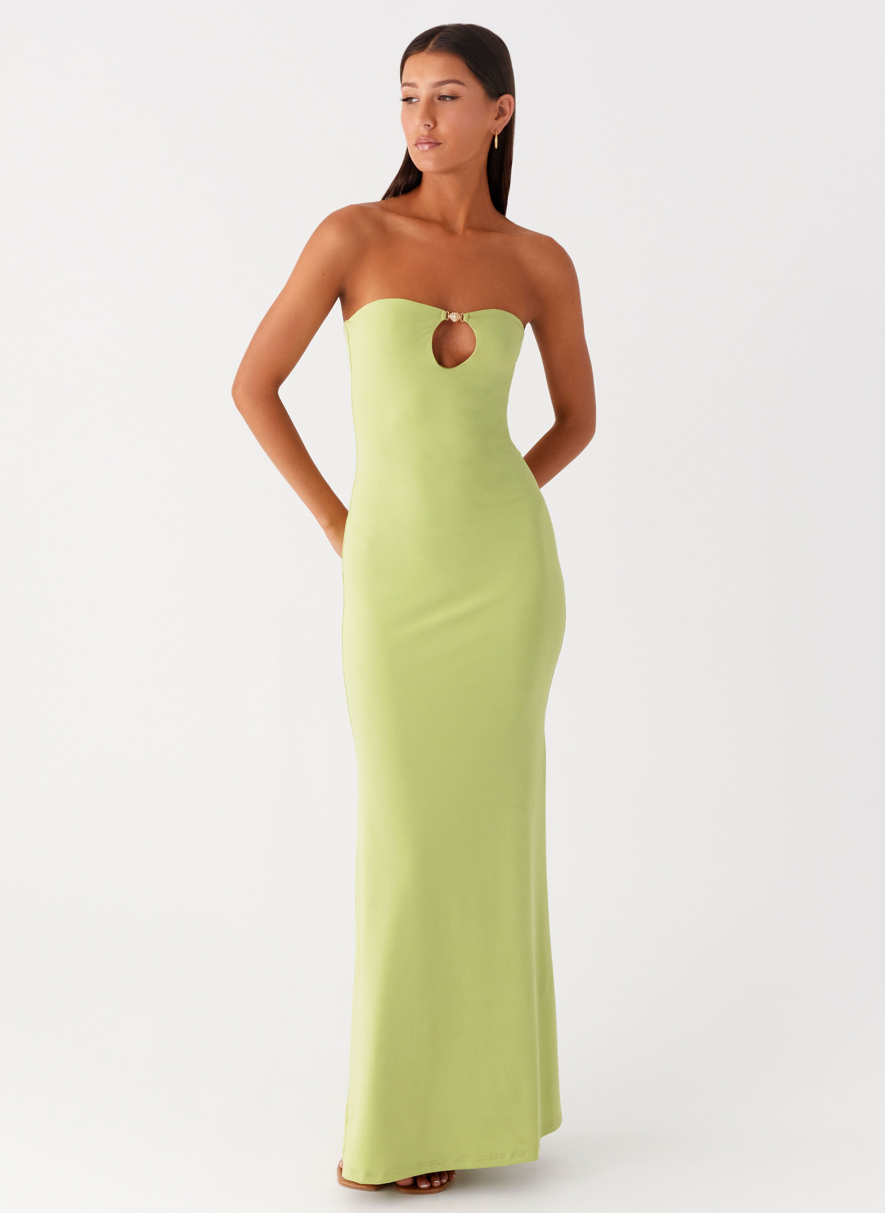 Moara Cut Out Maxi Dress - Lime Green Lime Green / US 18 Moara Cut Out Maxi Dress - Lime Green Lime Green / US 18