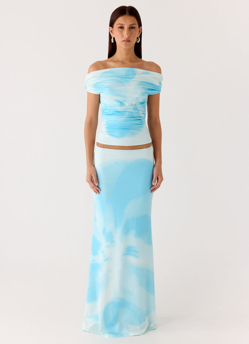 Moka Off Shoulder Top - Blooming Blue