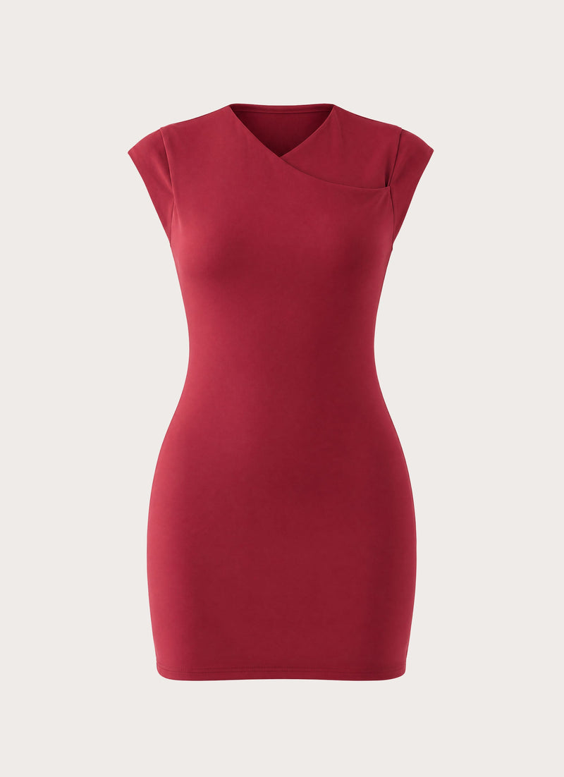 Nicoletta Jersey Mini Dress - Maroon