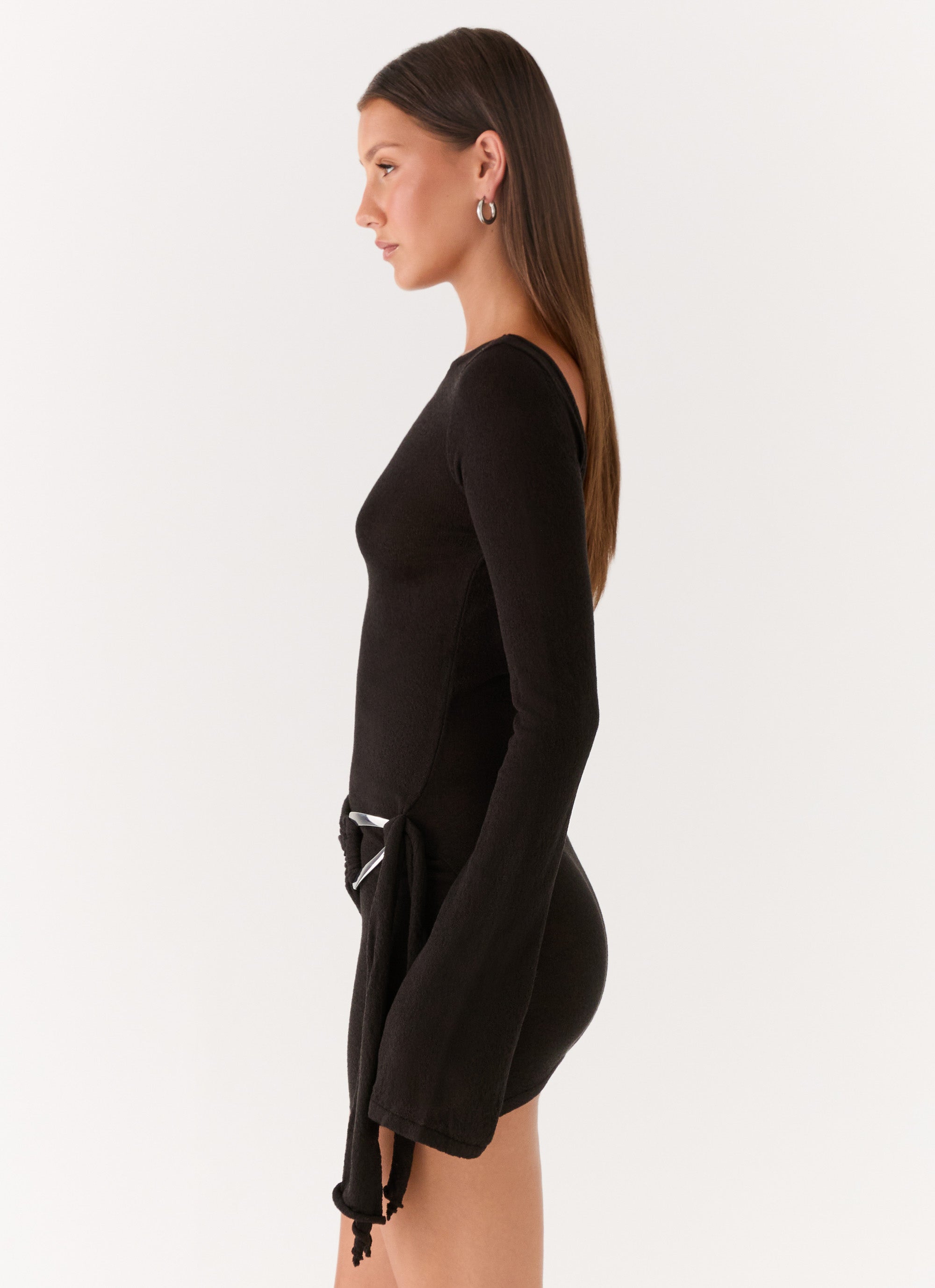 Niella Long Sleeve Wrap Mini Dress - Black Black / XS - S Niella Long Sleeve Wrap Mini Dress - Black Black / XS - S