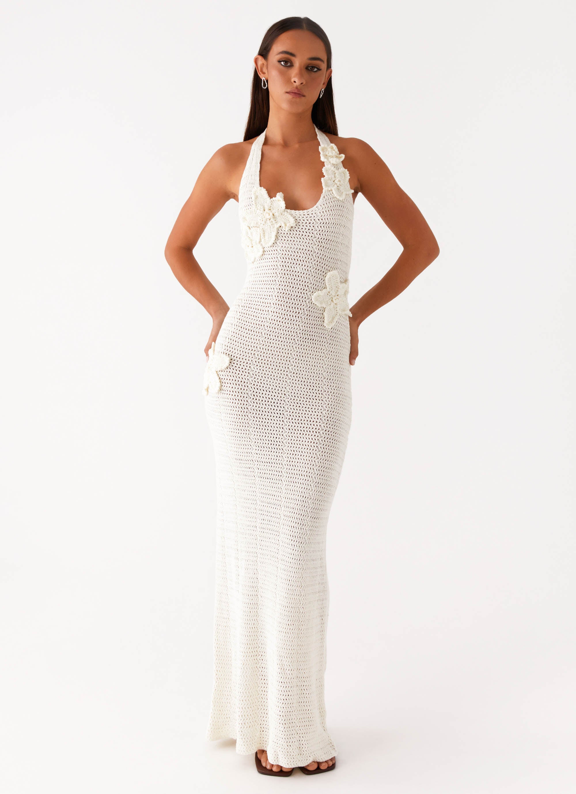 Novalee Flower Crochet Maxi Dress - Ivory Ivory / M-L Novalee Flower Crochet Maxi Dress - Ivory Ivory / M-L