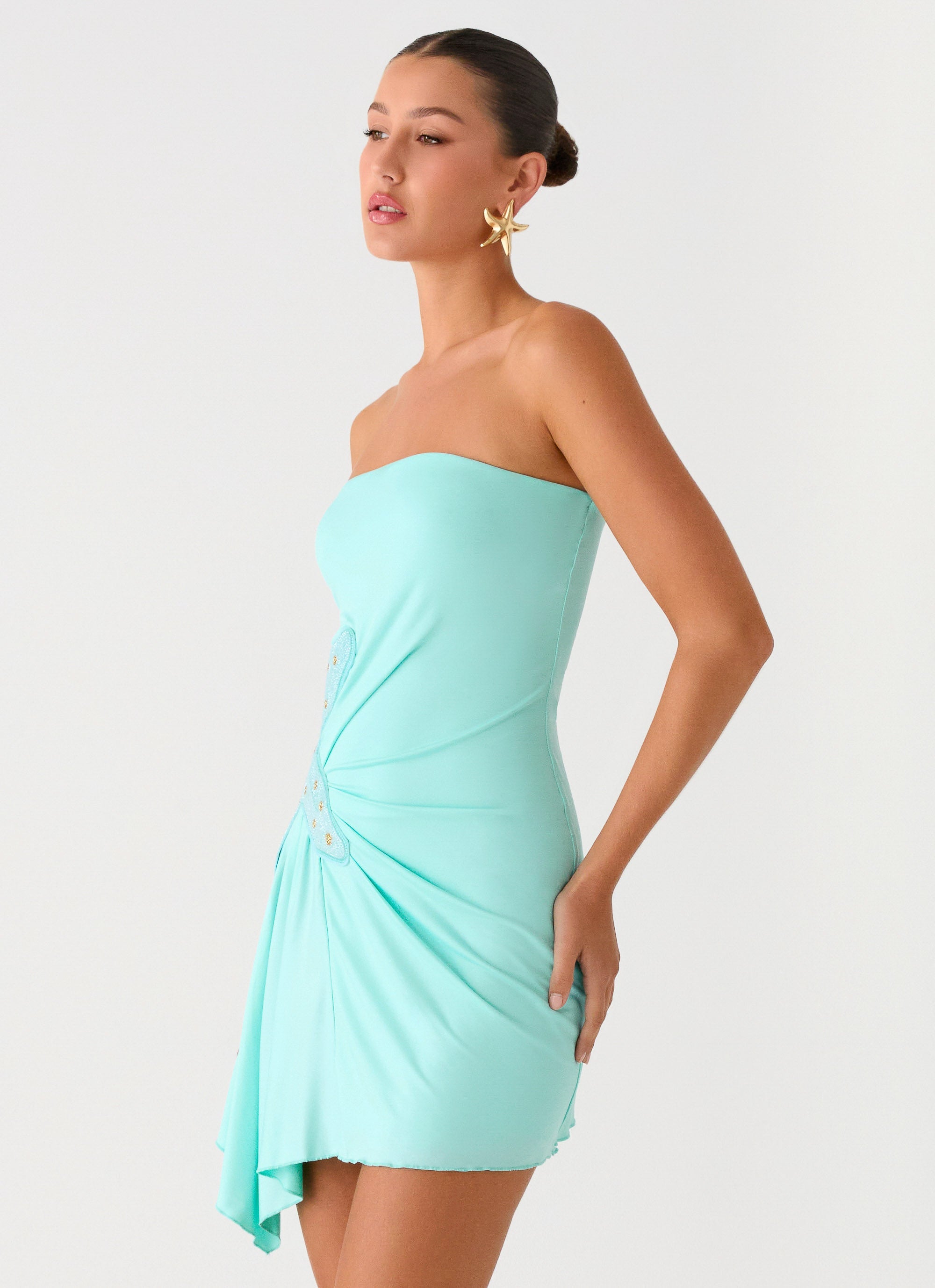 Ocean Dream Strapless Mini Dress - Turquoise Turquiose / US 12 Ocean Dream Strapless Mini Dress - Turquoise Turquiose / US 12