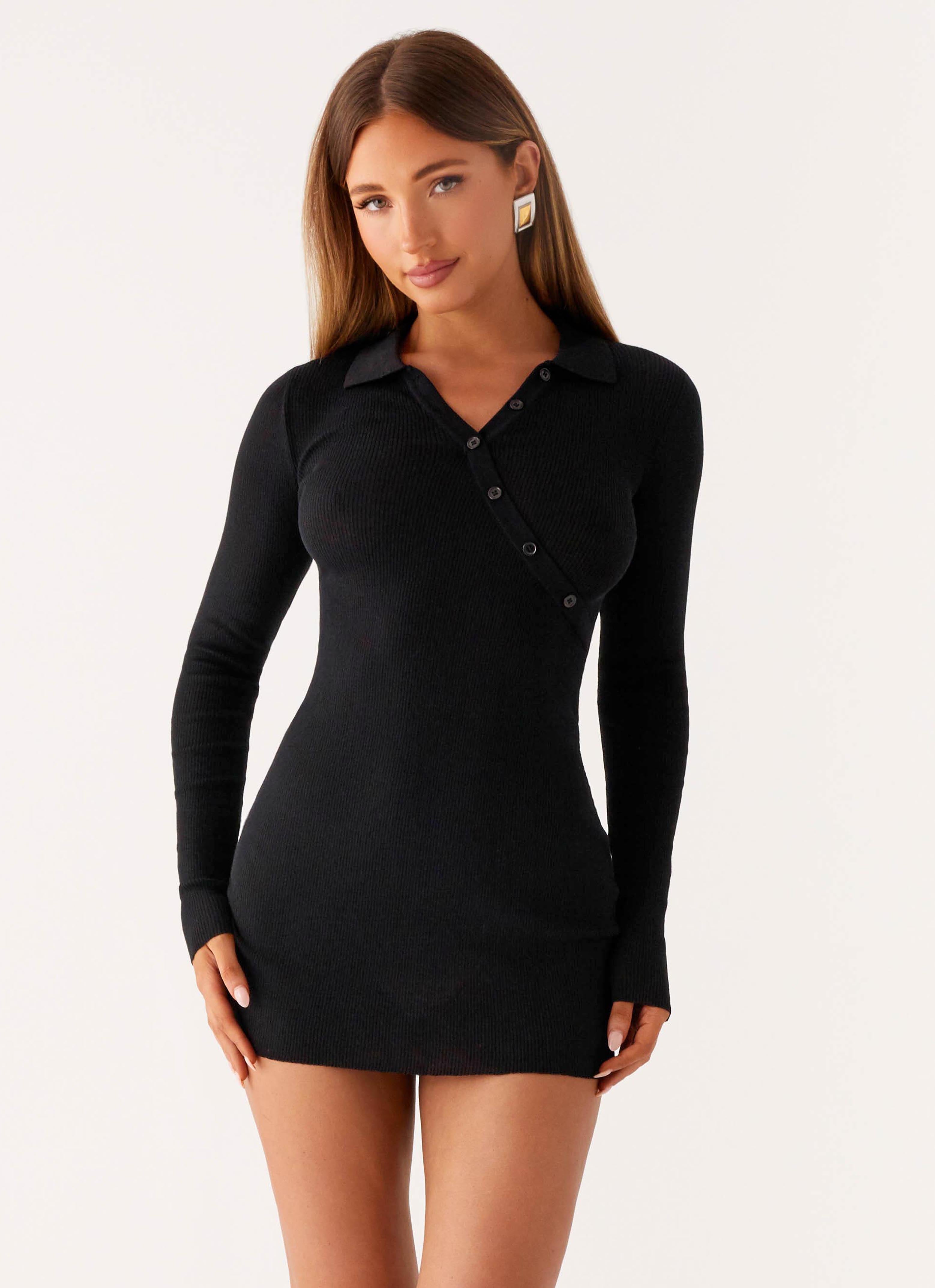 Off Duty Polo Dress - Black Black / S-M Off Duty Polo Dress - Black Black / S-M