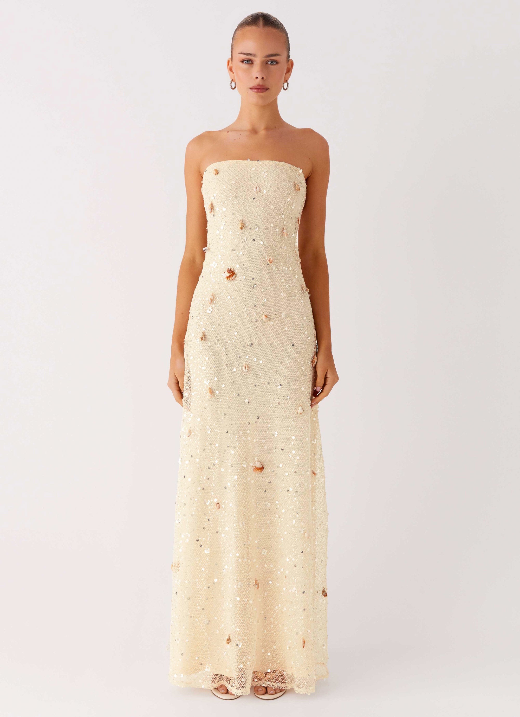 Orelli Shell Sequin Knit Maxi Dress - Ivory Ivory / US 8 Orelli Shell Sequin Knit Maxi Dress - Ivory Ivory / US 8