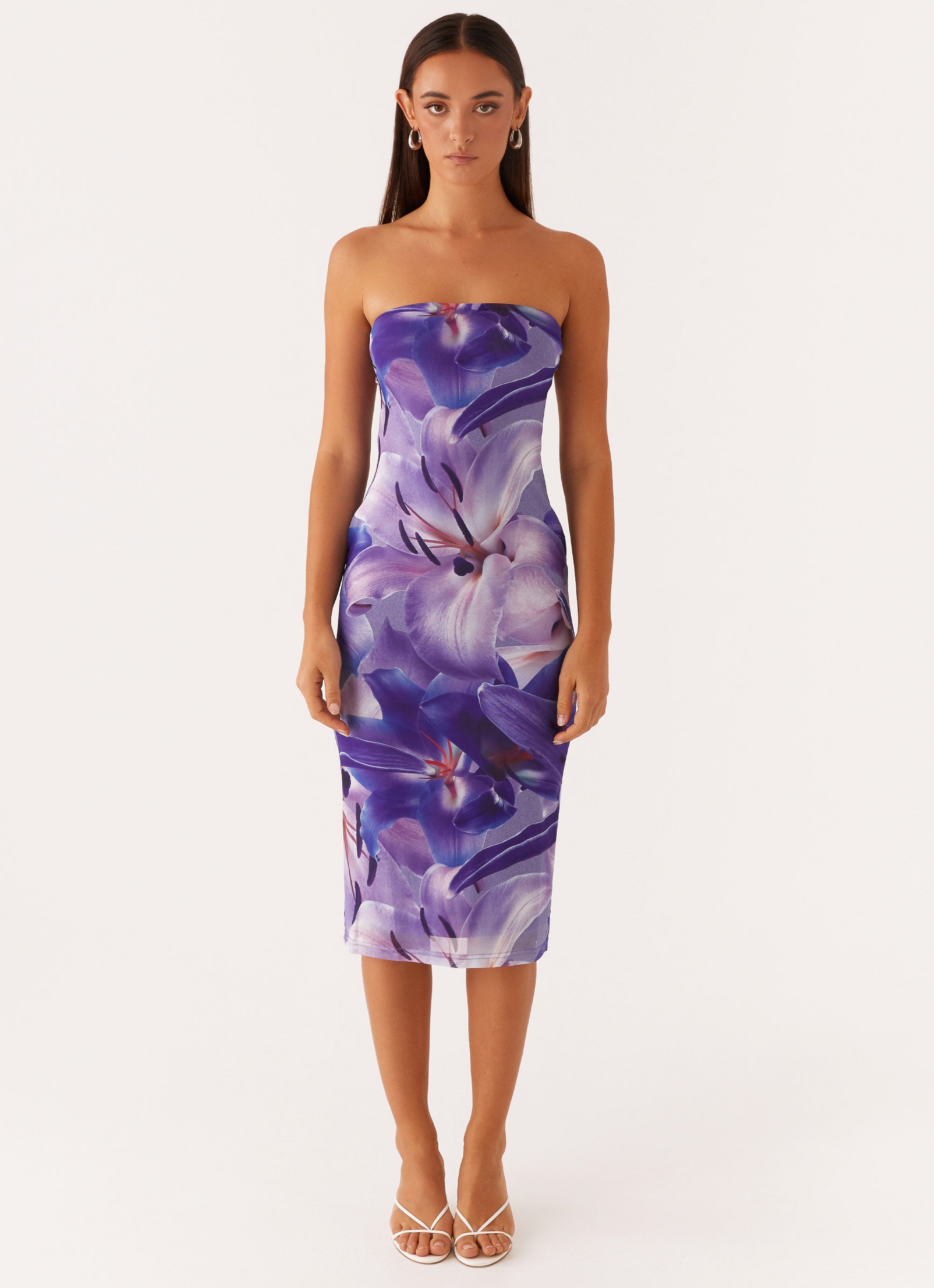 Ozelia Tube Midi Dress - Purple White Lilly Peppermayo US Ozelia Tube Midi Dress - Purple White Lilly Peppermayo US