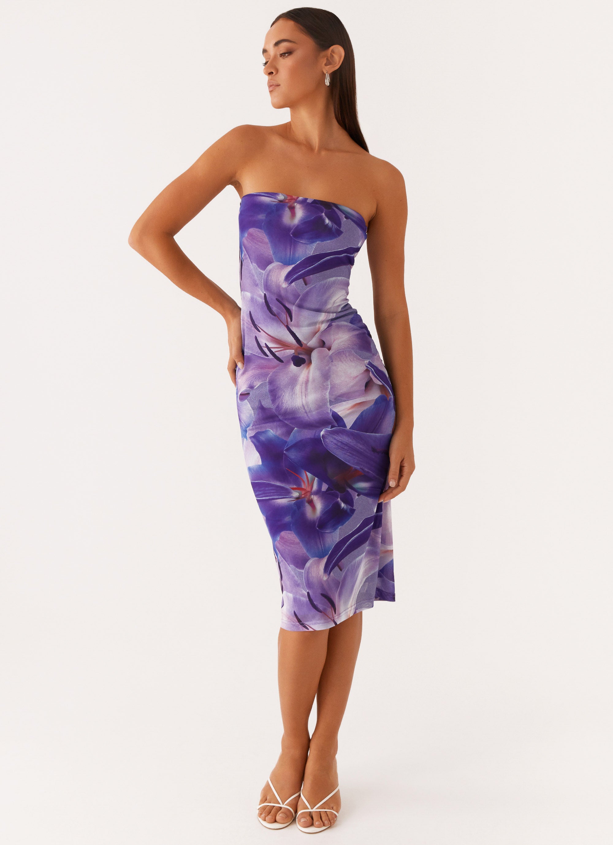 Ozelia Tube Midi Dress - Purple White Lilly Ozelia Tube Midi Dress - Purple White Lilly