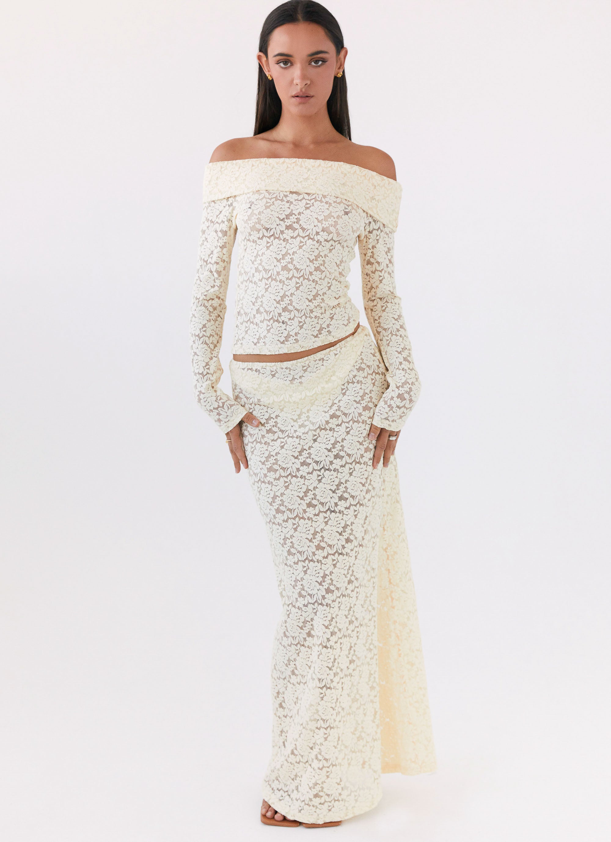 Zephyra Lace Maxi Skirt - Natural