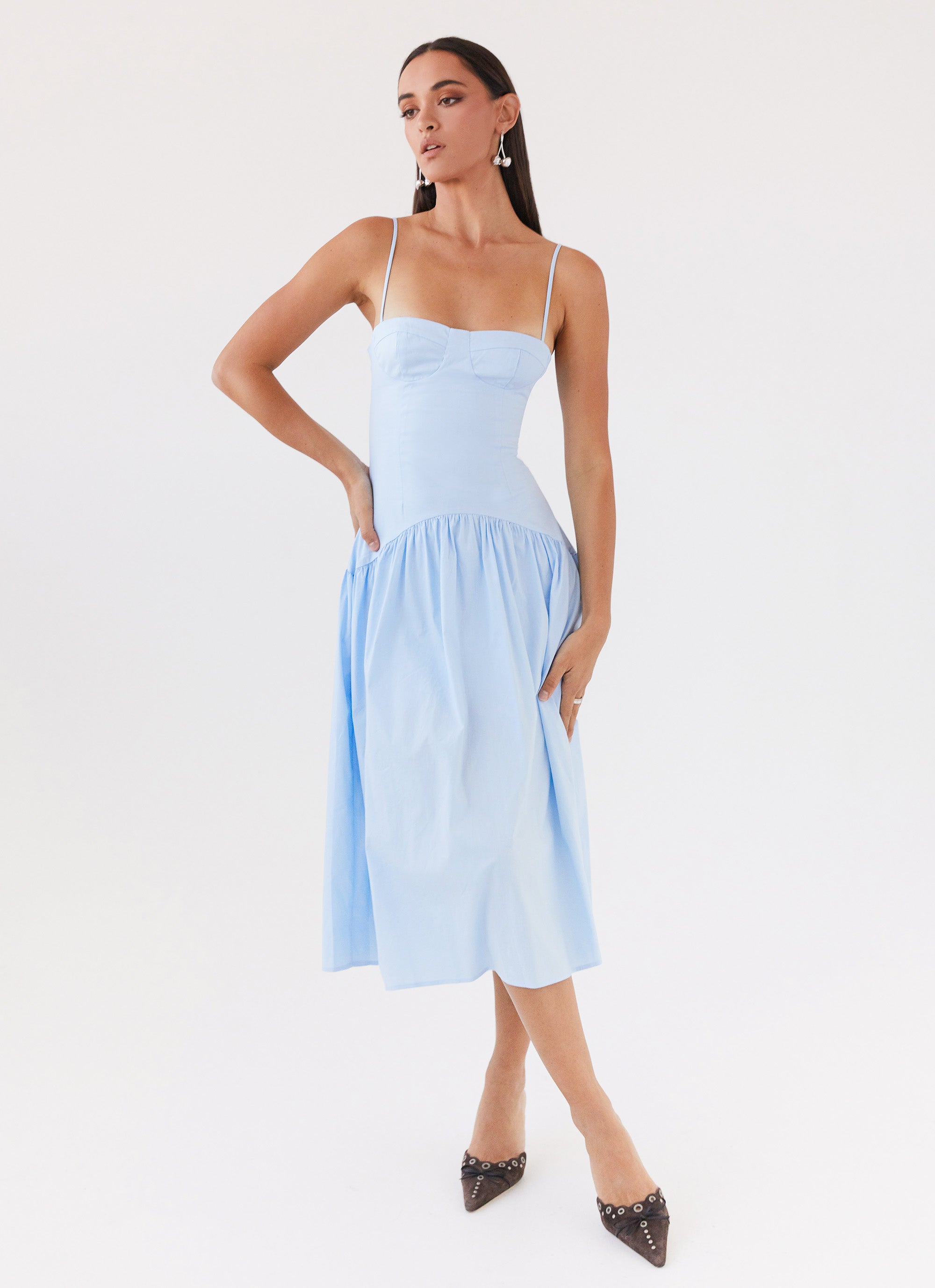 Yvette Corset Midi Dress - Blue Peppermayo US Yvette Corset Midi Dress - Blue Peppermayo US