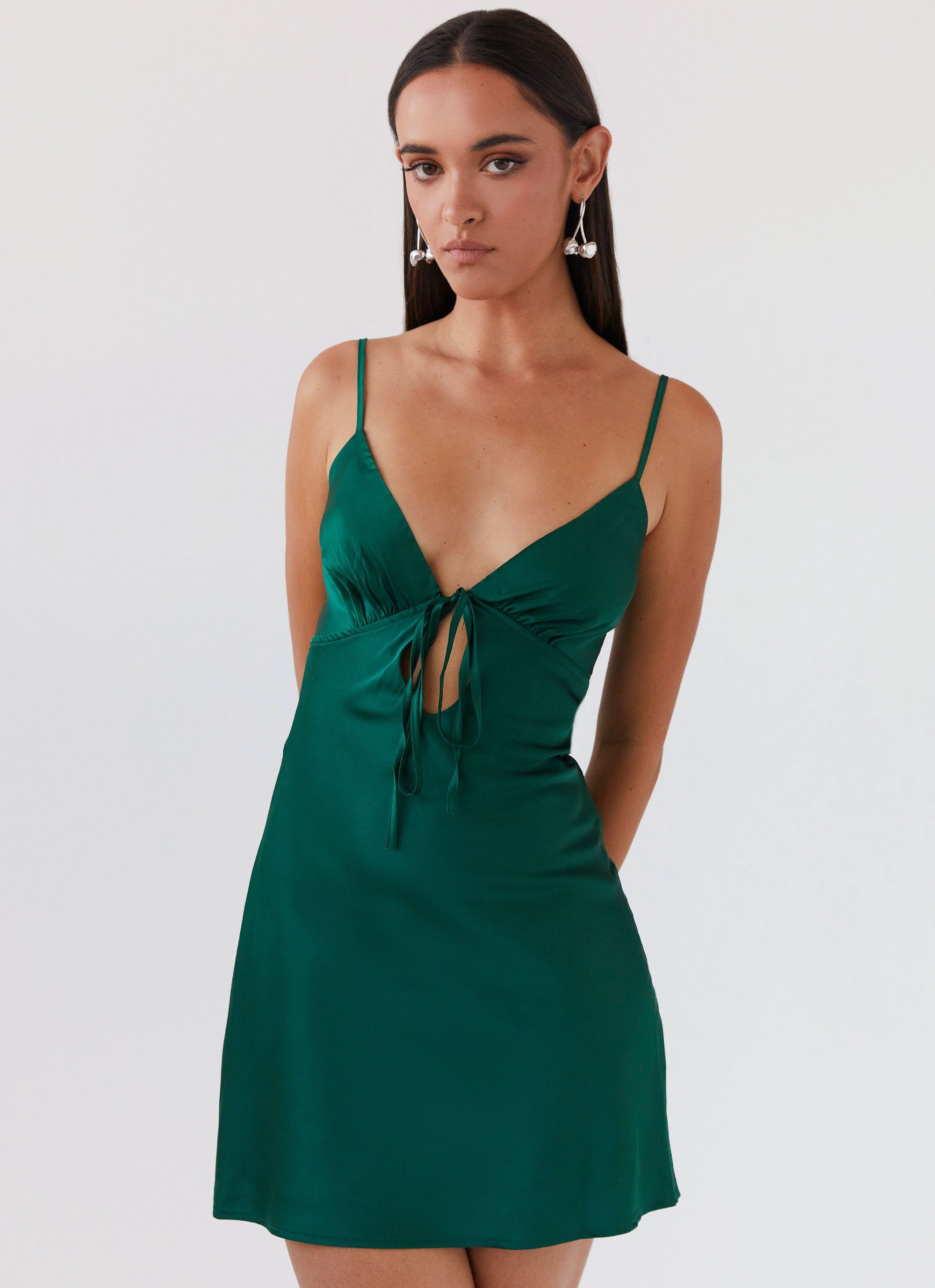 Flora Satin Mini Dress - Forest Green Peppermayo US Flora Satin Mini Dress - Forest Green Peppermayo US