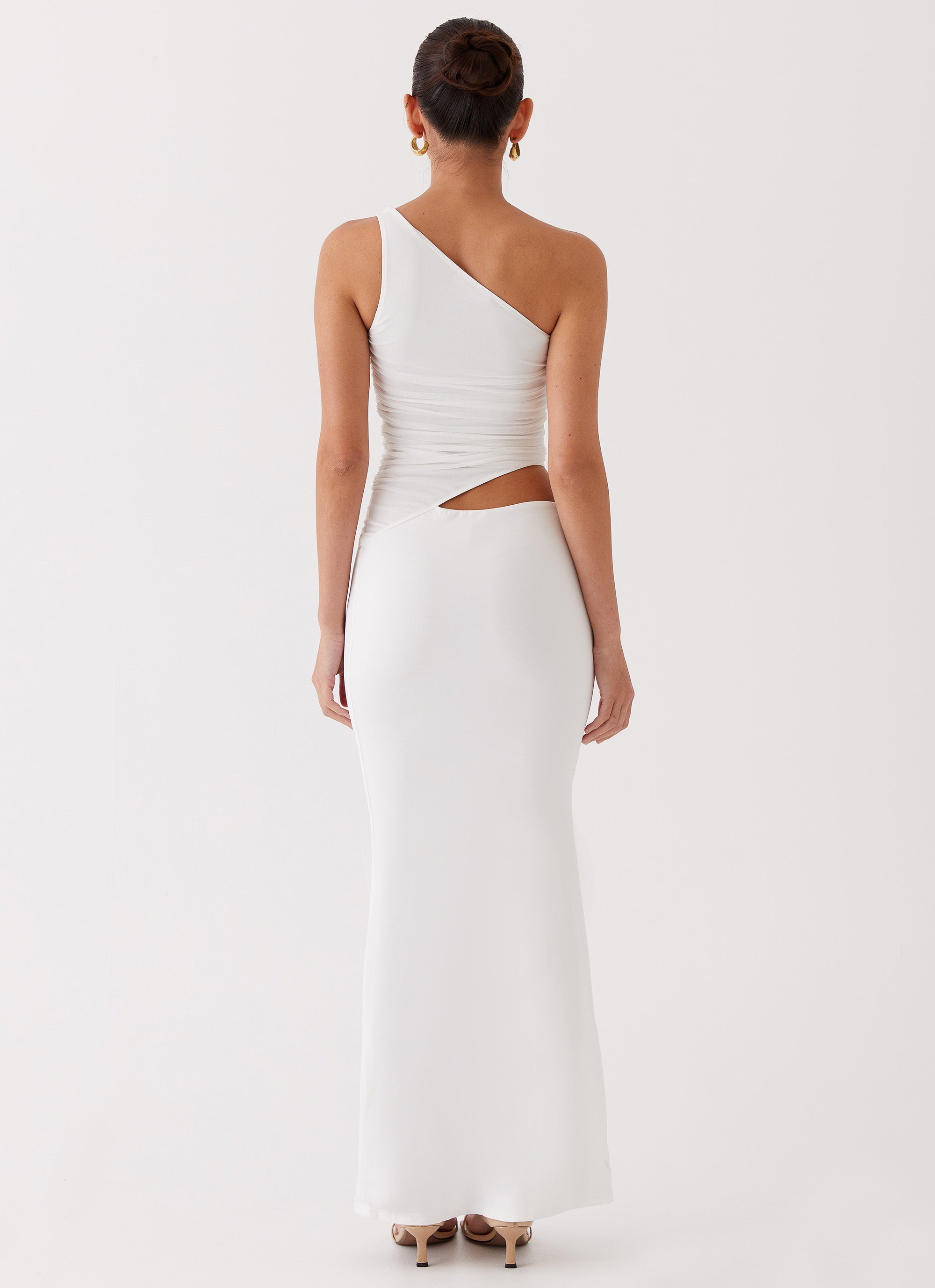 Seranella One Shoulder Maxi Dress - White Seranella One Shoulder Maxi Dress - White