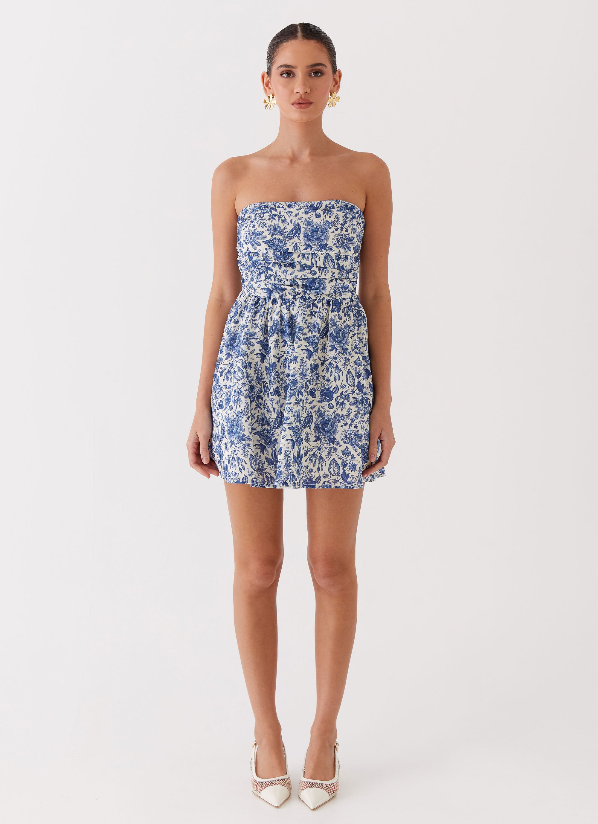 Forget Me Not Linen Mini Dress - Blue Paisley Forget Me Not Linen Mini Dress - Blue Paisley