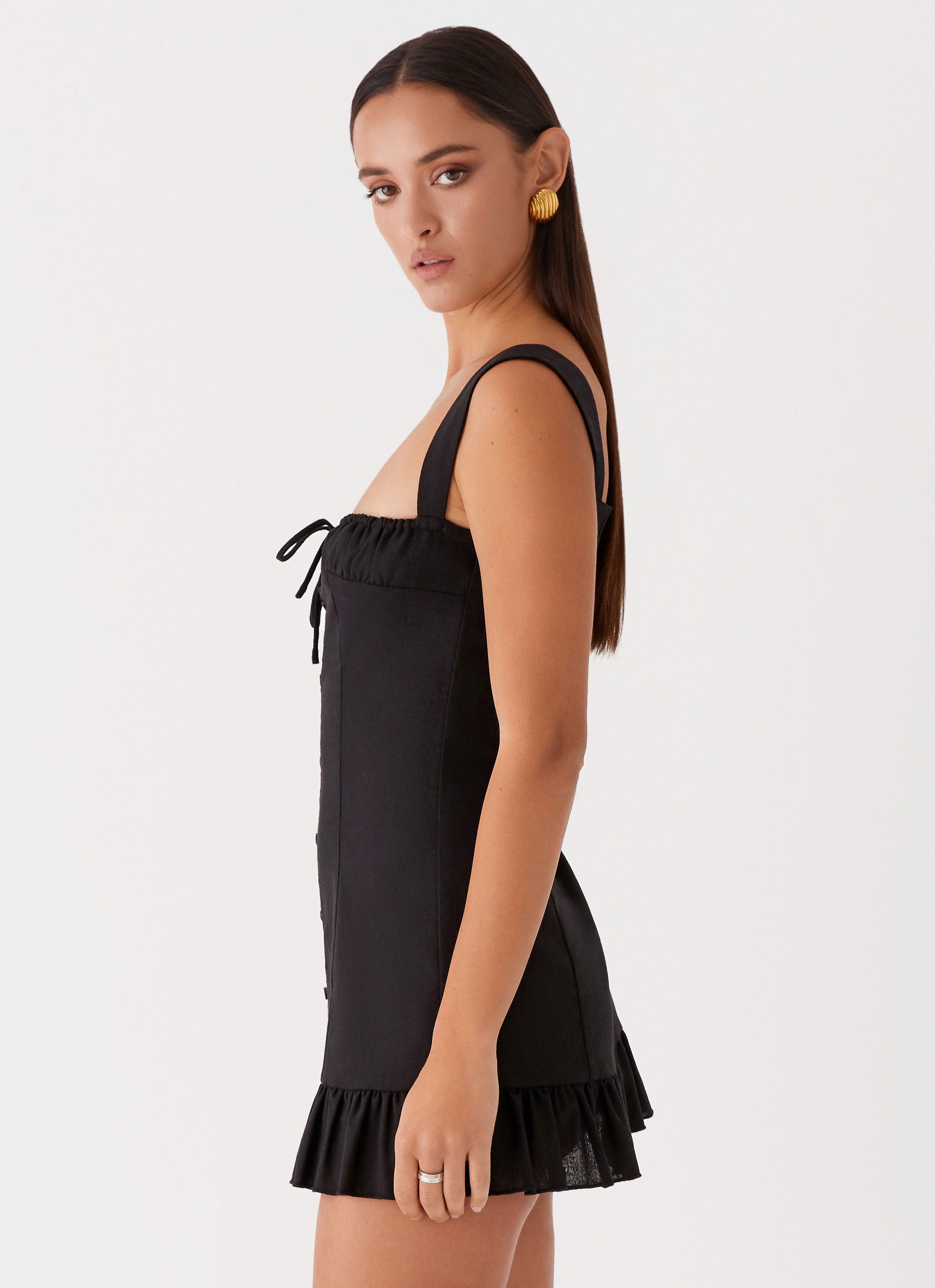 Kamielle Frill Mini Dress - Black Peppermayo US Kamielle Frill Mini Dress - Black Peppermayo US