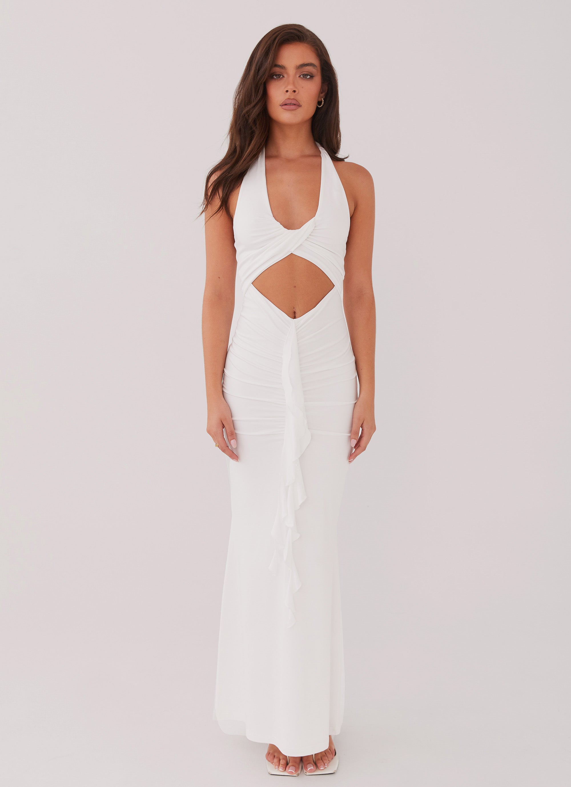 karma long sleeve scoop back dress embellished white Karma Long Sleeve Keyhole Back Sequin Dress White