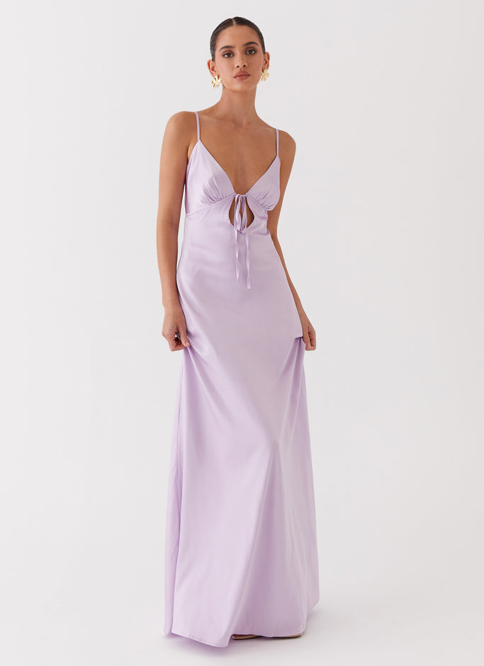 Flora Satin Maxi Dress - Lilac