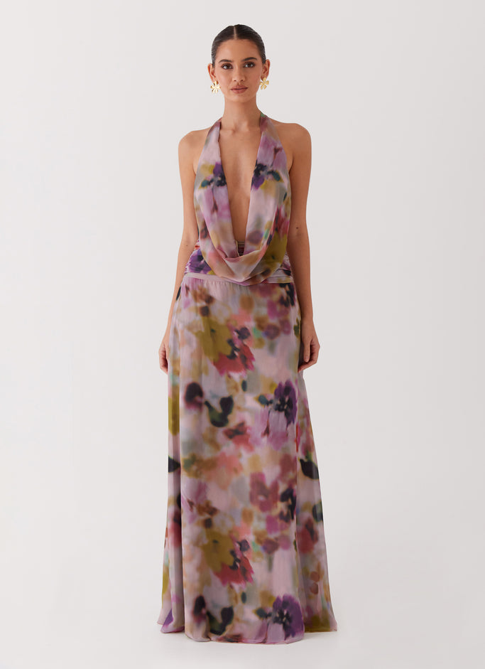 Elysia Chiffon Maxi Dress - Mystic Meadow