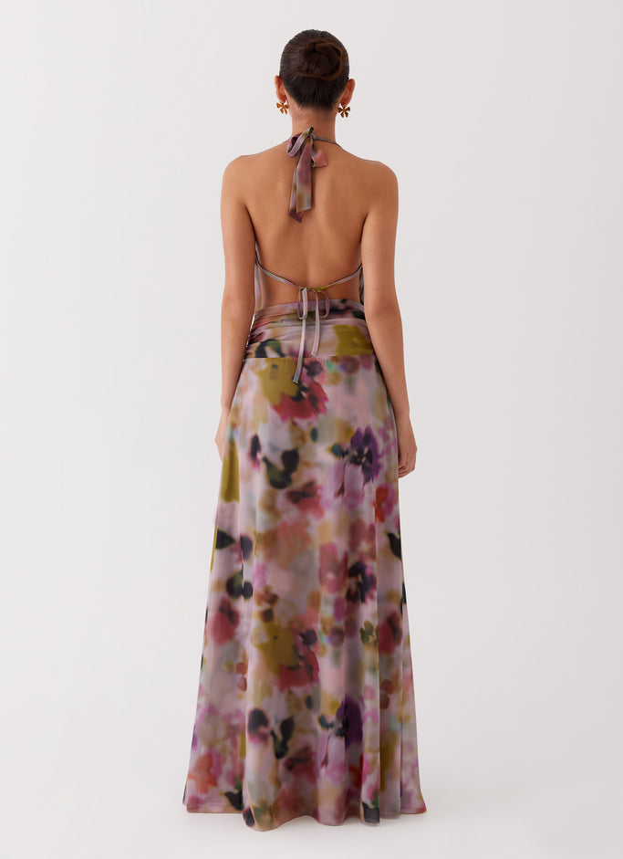 Elysia Chiffon Maxi Dress - Mystic Meadow