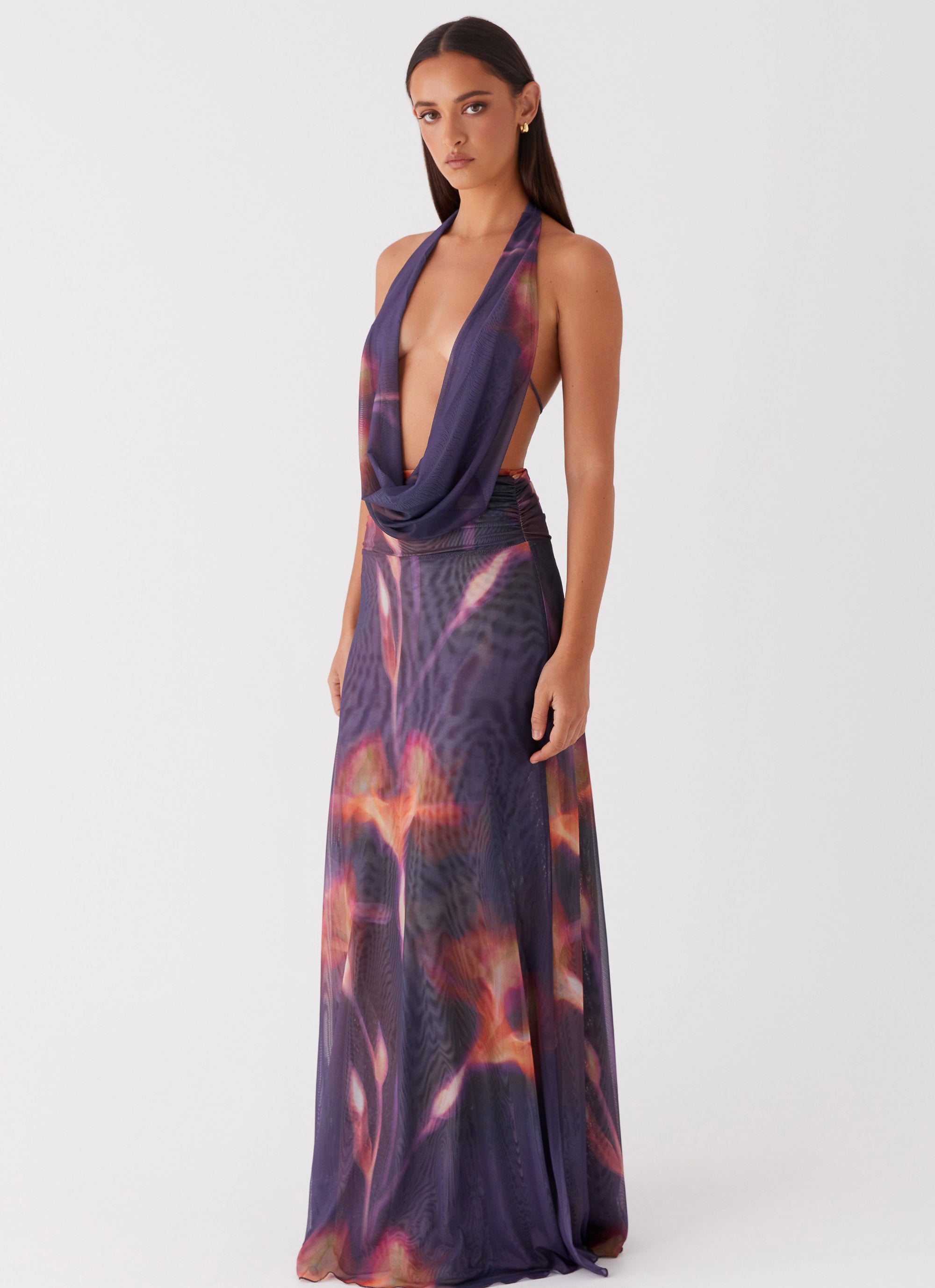 Elysia Mesh Maxi Dress - Midnight Bloom Peppermayo US Elysia Mesh Maxi Dress - Midnight Bloom Peppermayo US