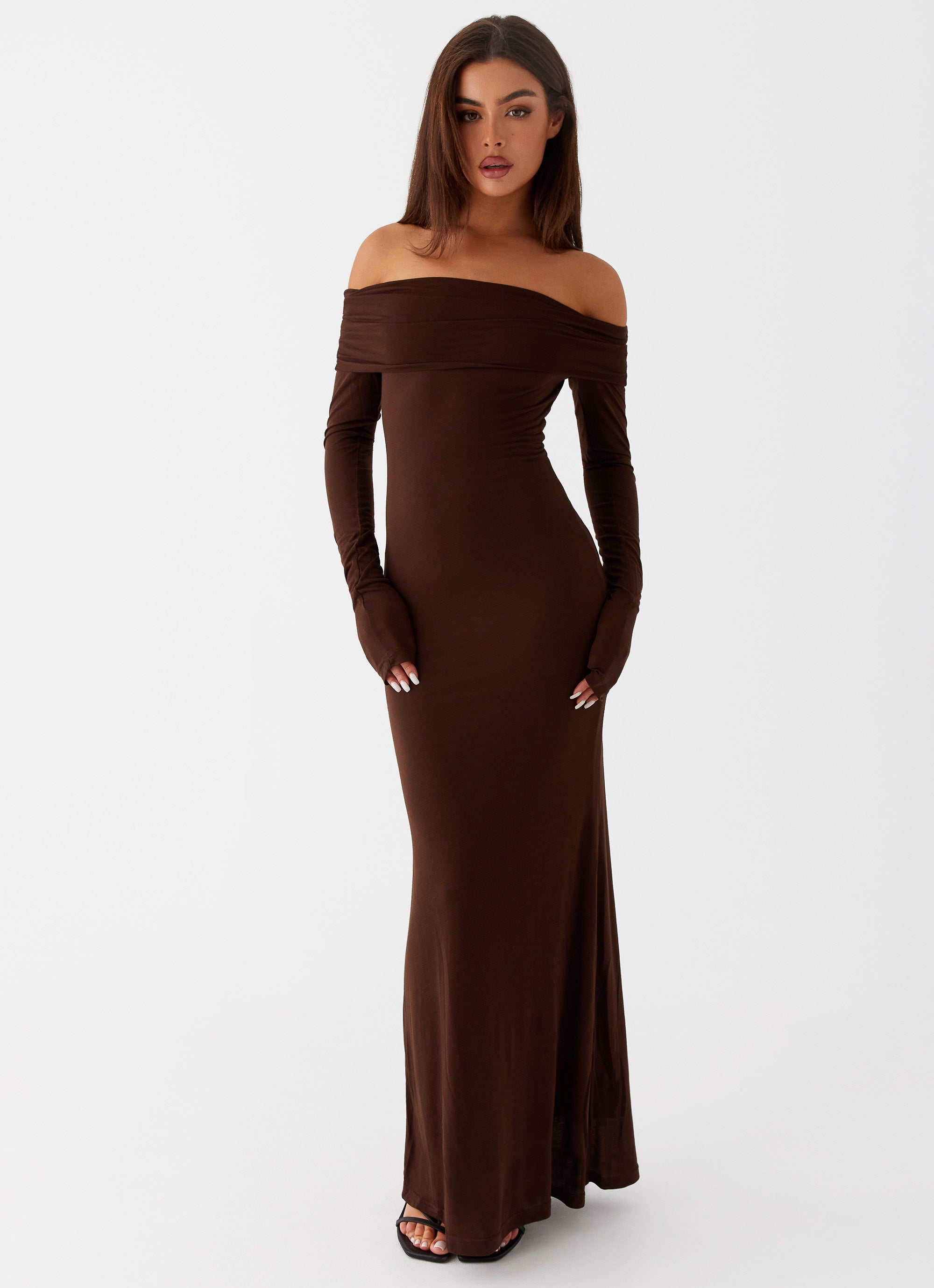 Cocoa Long Sleeve Maxi Dress - Chocolate Cocoa Long Sleeve Maxi Dress - Chocolate