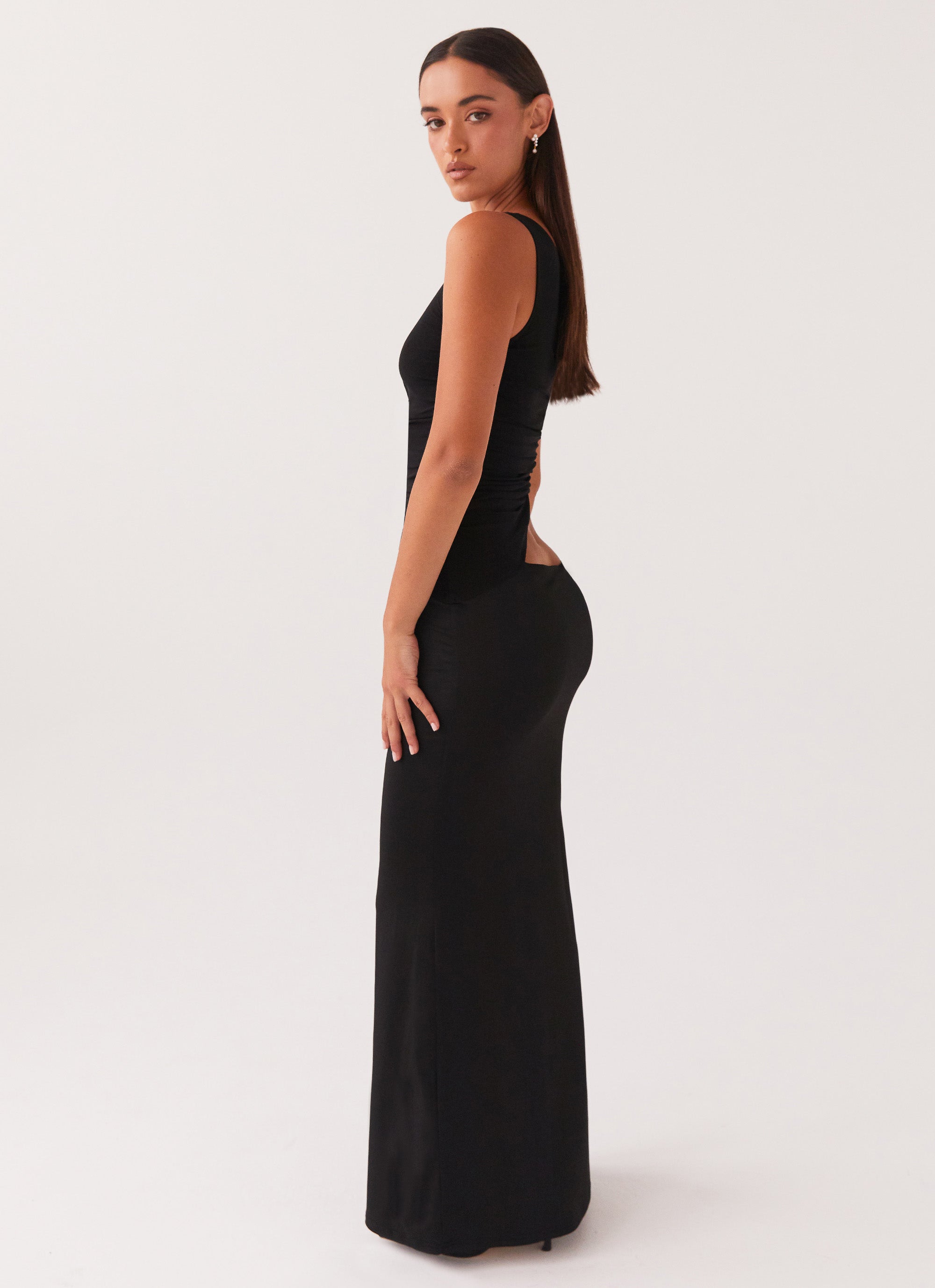 Seranella One Shoulder Maxi Dress - Black Peppermayo US Seranella One Shoulder Maxi Dress - Black Peppermayo US