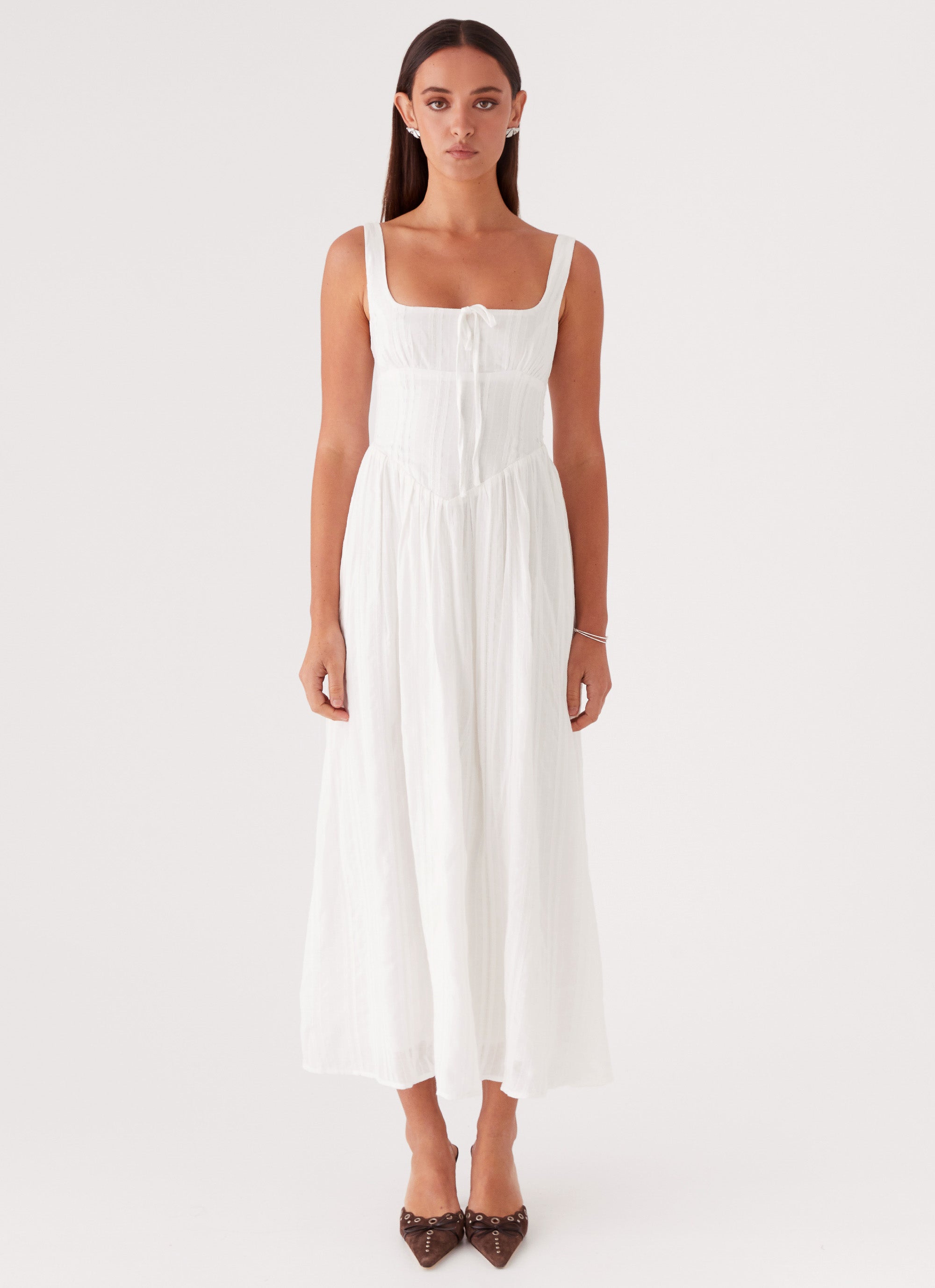 Pascuelle Midi Dress - White White / US 12 Pascuelle Midi Dress - White White / US 12
