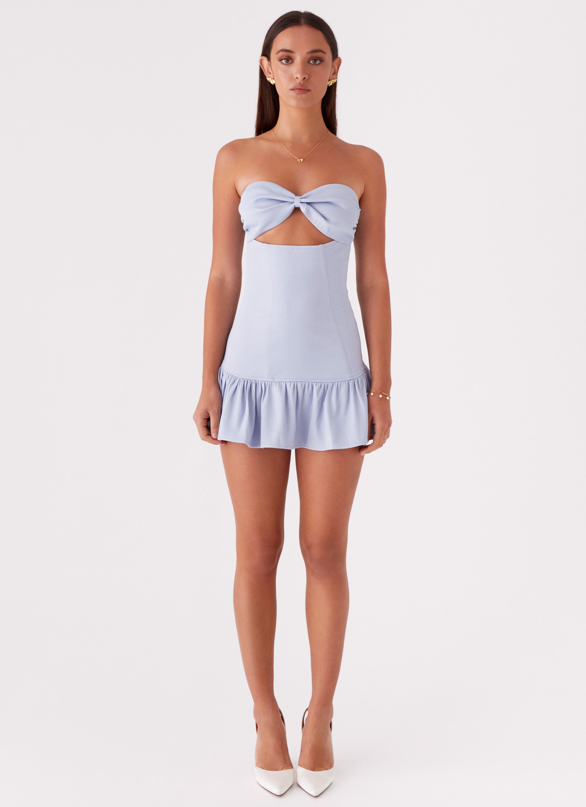 Gigi Frill Mini Dress - Blue Gigi Frill Mini Dress - Blue