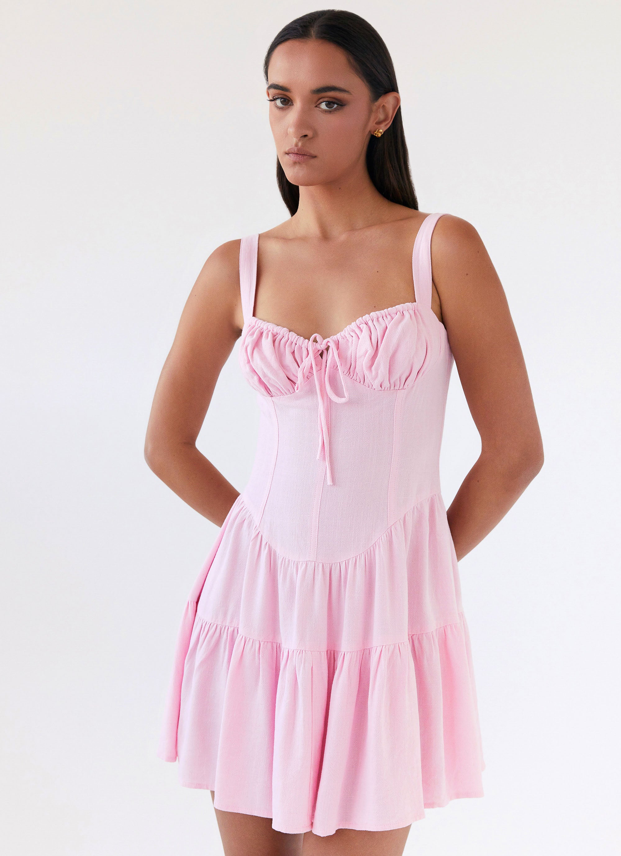 Lucie Linen Mini Dress - Pink Lucie Linen Mini Dress - Pink