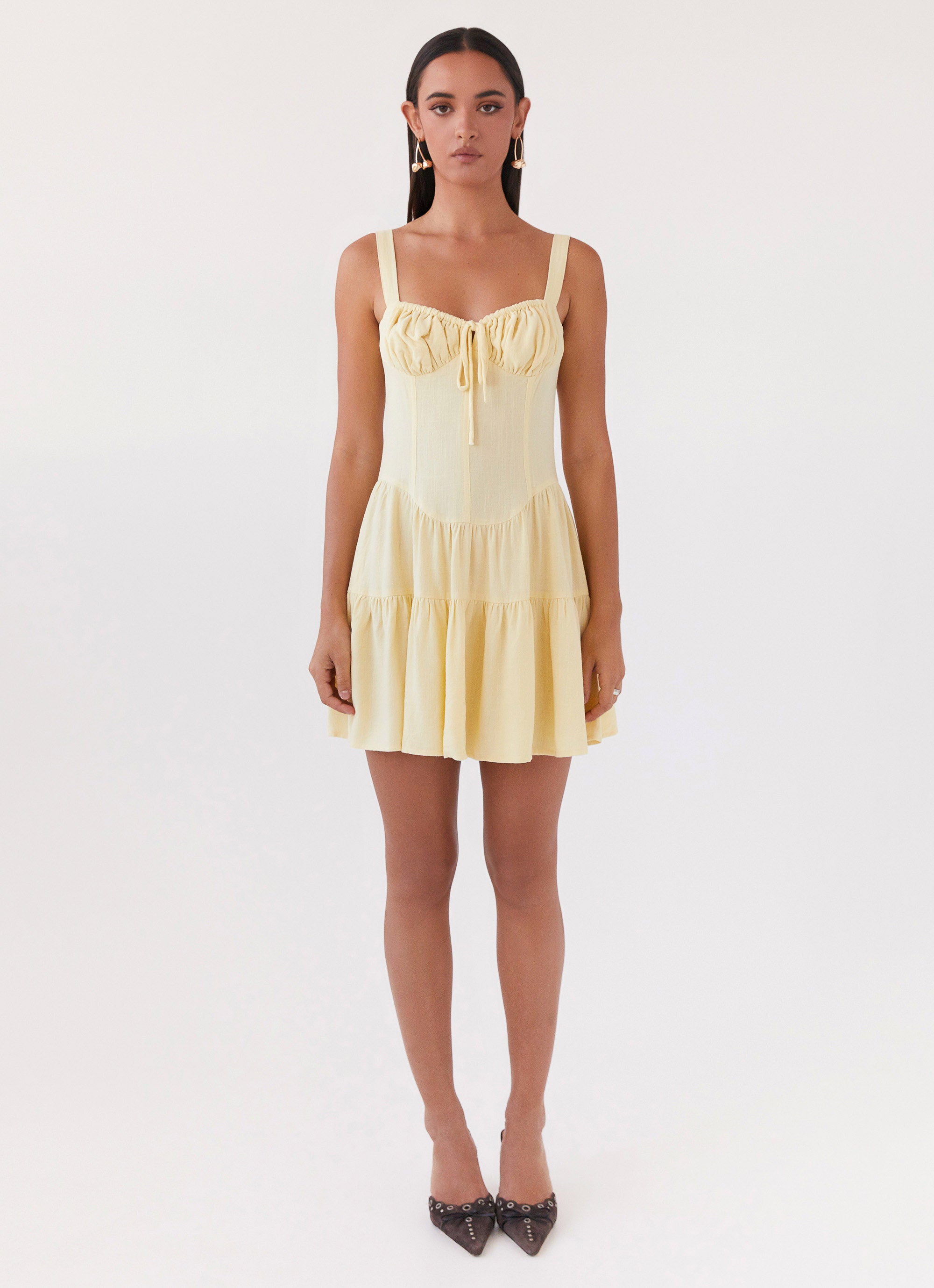 Lucie Linen Mini Dress - Yellow Lucie Linen Mini Dress - Yellow
