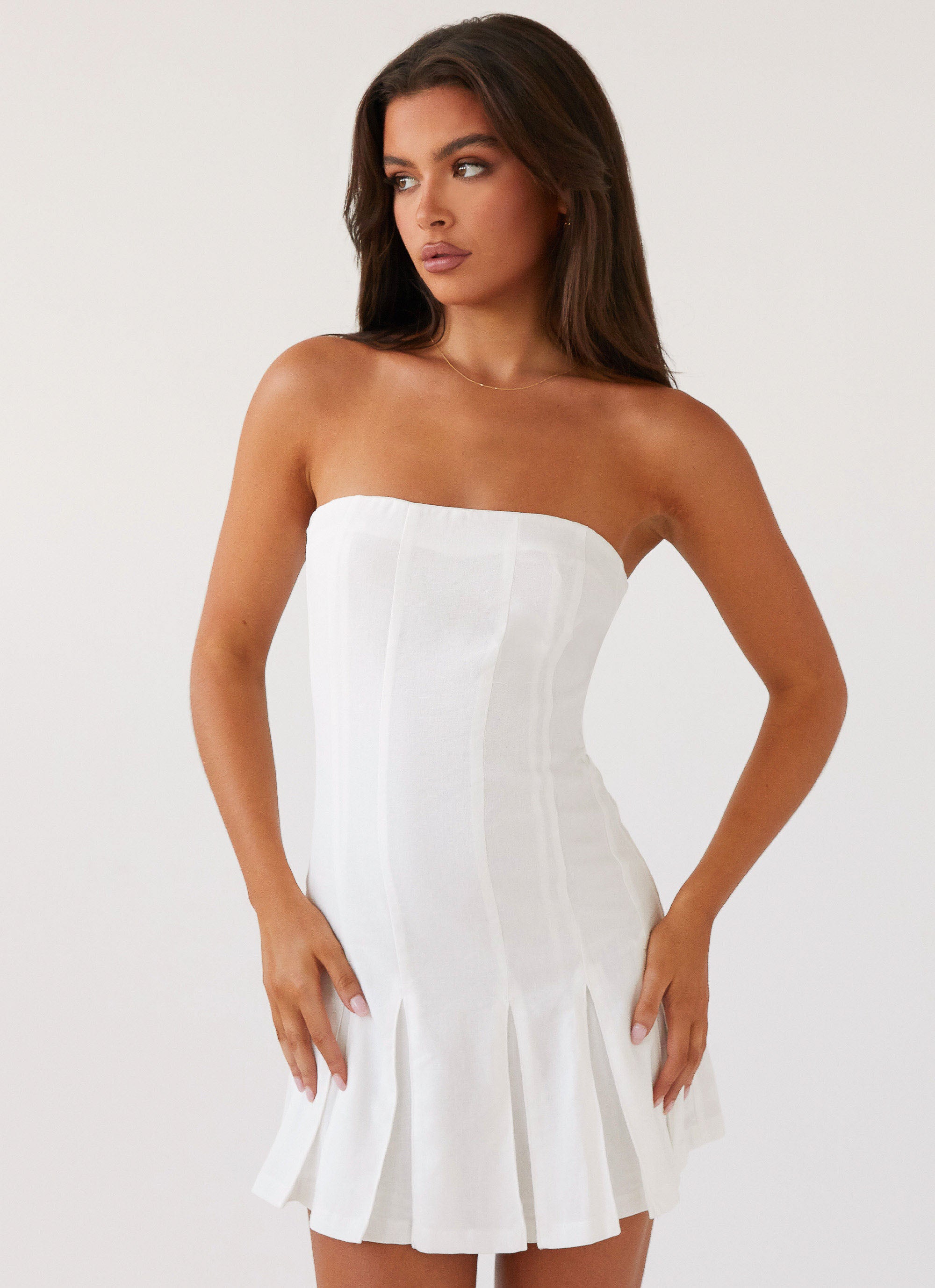 Saving Hearts Linen Mini Dress - White Saving Hearts Linen Mini Dress - White