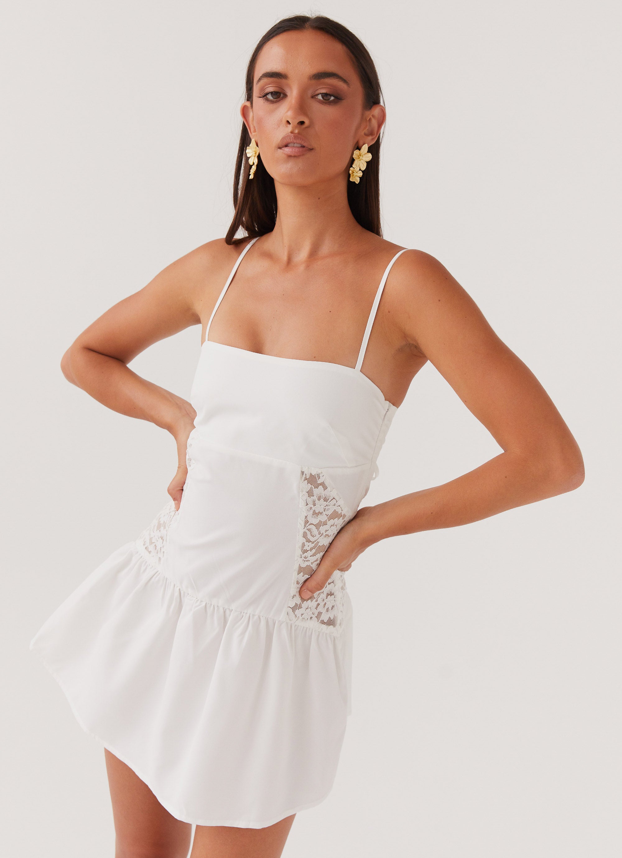 Cotton Cloud Mini Dress - White Cotton Cloud Mini Dress - White