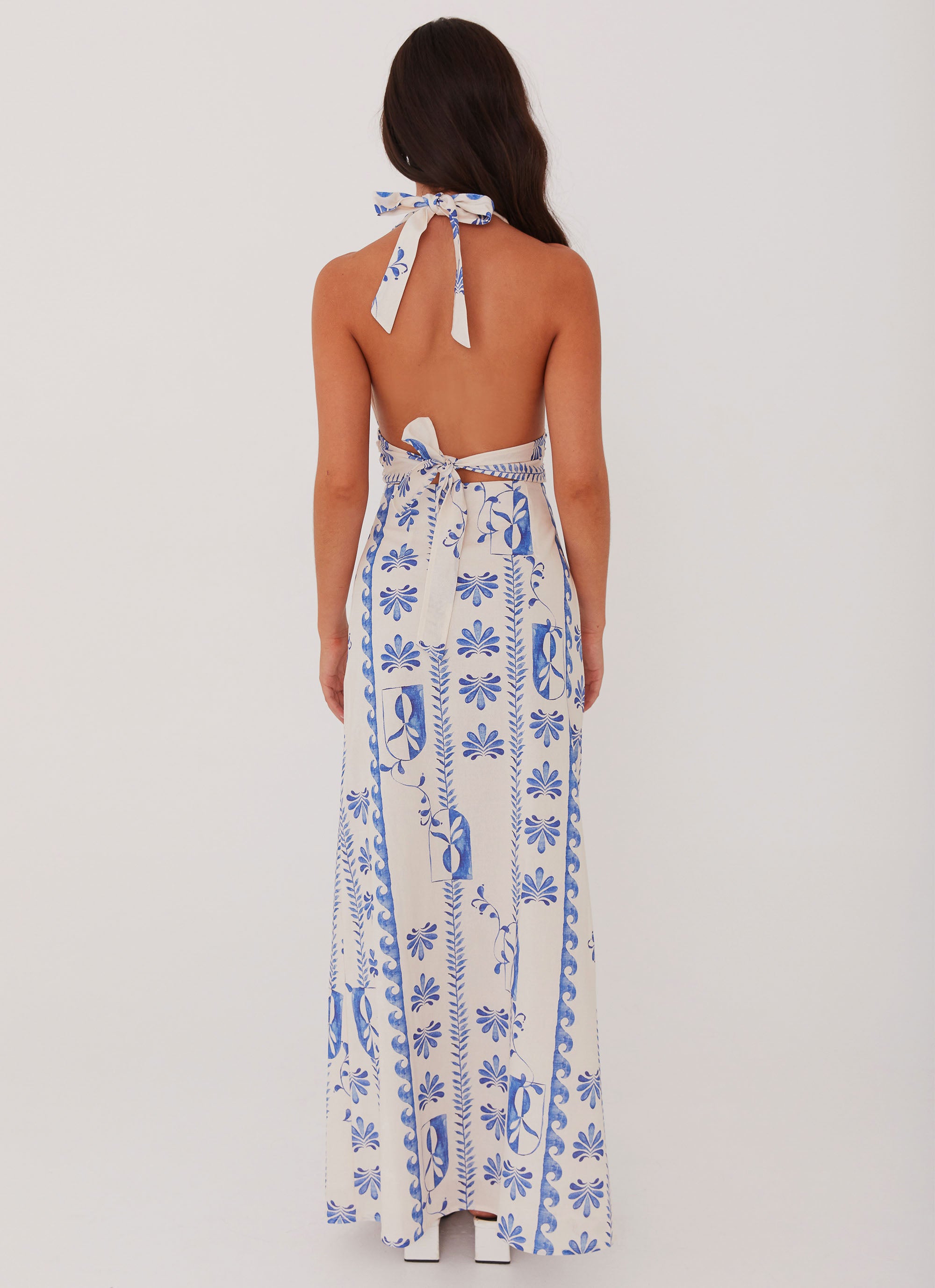 flora linen maxi dress - floral wave Flora Linen Maxi Dress - Floral Wave by Peppermayo