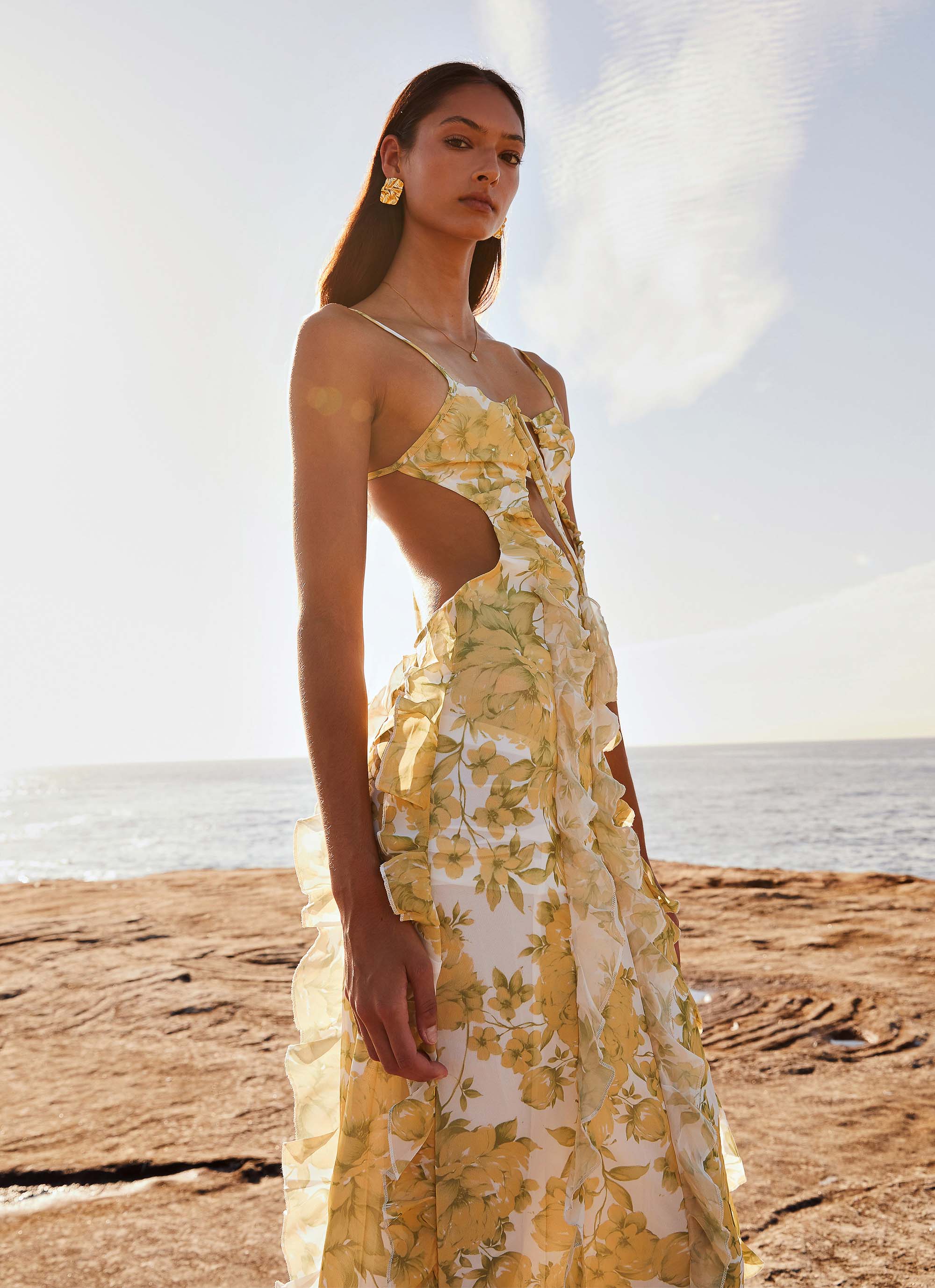 Sunset Kisses Ruffle Maxi Dress - Daffodil Peppermayo US Sunset Kisses Ruffle Maxi Dress - Daffodil Peppermayo US