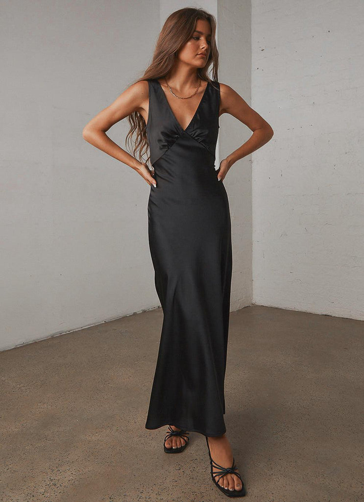 Loren Midi Dress - Black - Peppermayo US