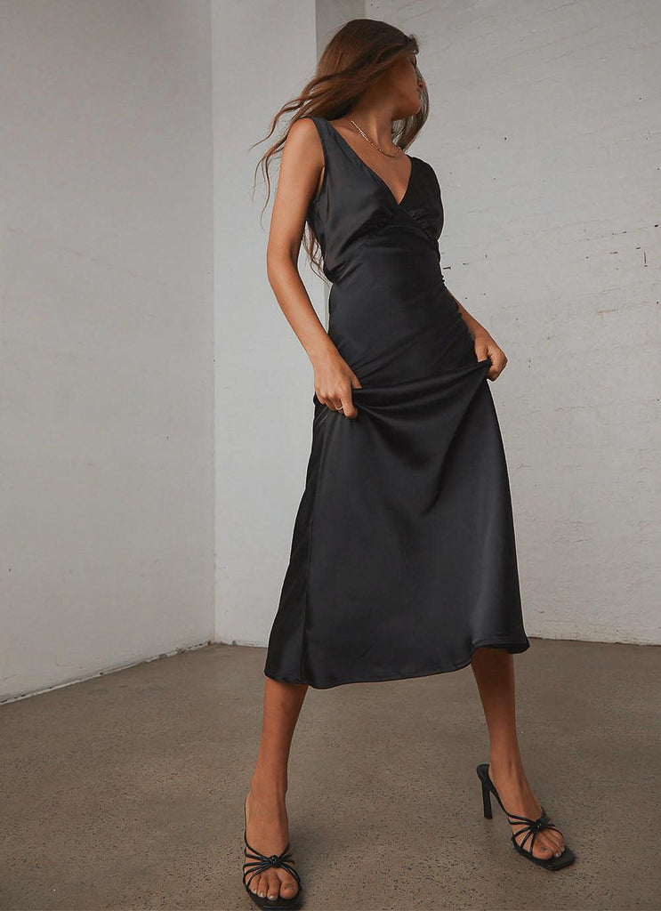 Loren Midi Dress - Black - Peppermayo US