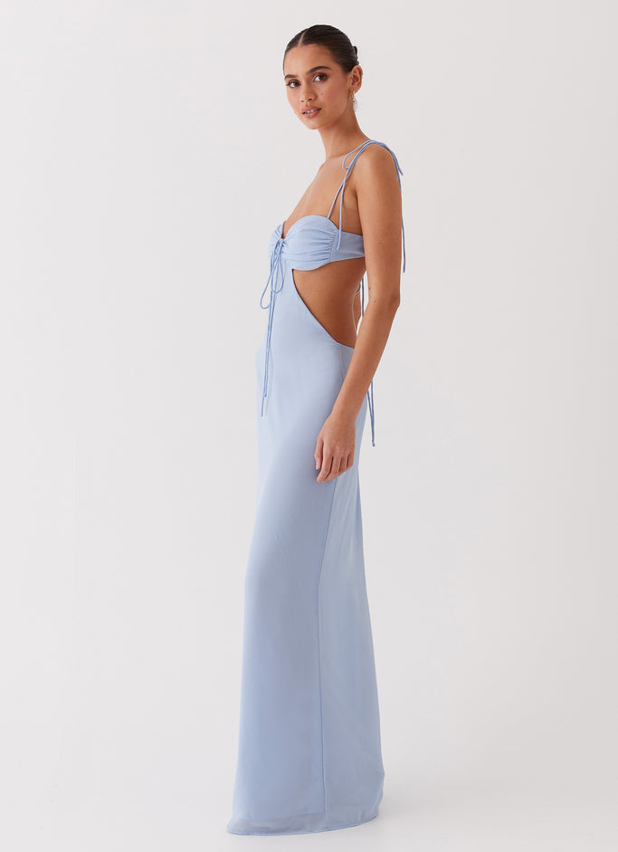 Tyra Ruched Maxi Dress - Blue
